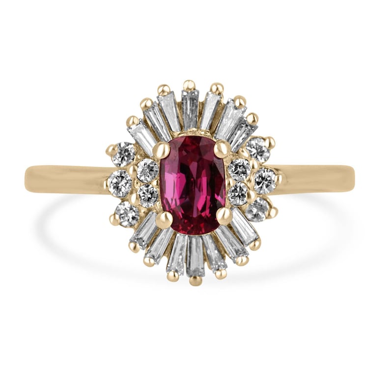 1.42tcw 14K Gold Ballerina Ring with Rubellite Tourmaline and Diamonds