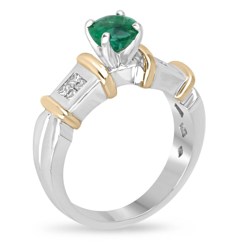 Stunning 1.02tcw Emerald and Diamond Accent Ring in 18K Gold