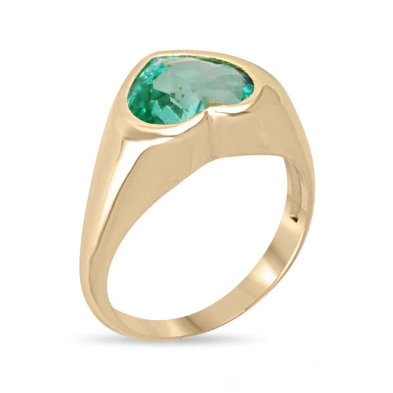 Elegant Heart-Cut Colombian Emerald 2.19ct Bezel Solitaire Ring in 18K Gold