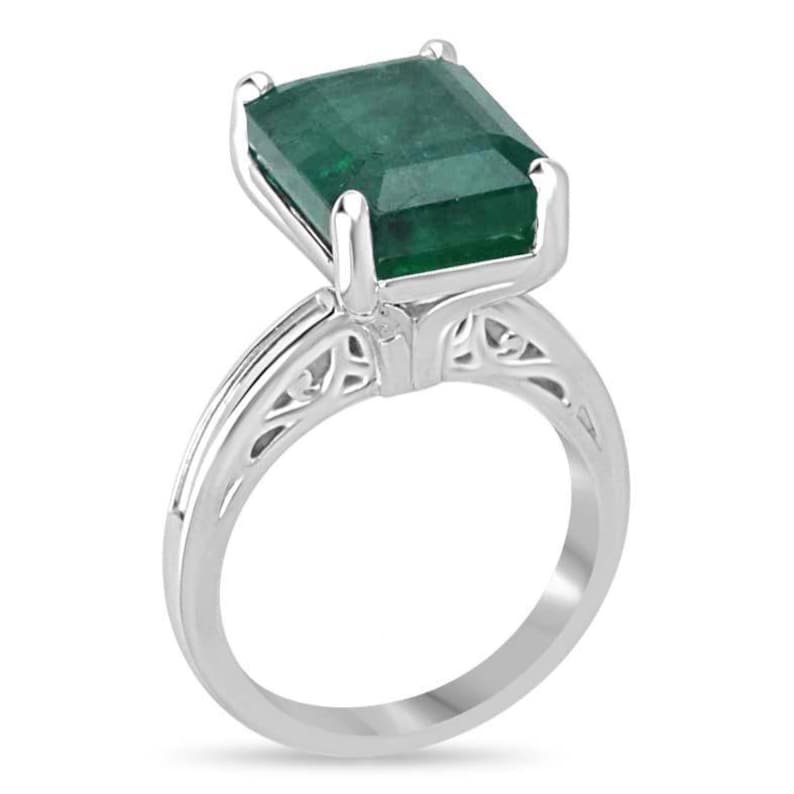 Stunning 9.16ct Deep Green Emerald Solitaire Ring in White Gold