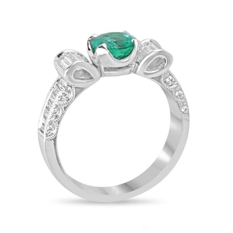 Beautiful 2.63tcw Emerald and Diamond Accent Engagement Ring in 18K Gold Setting