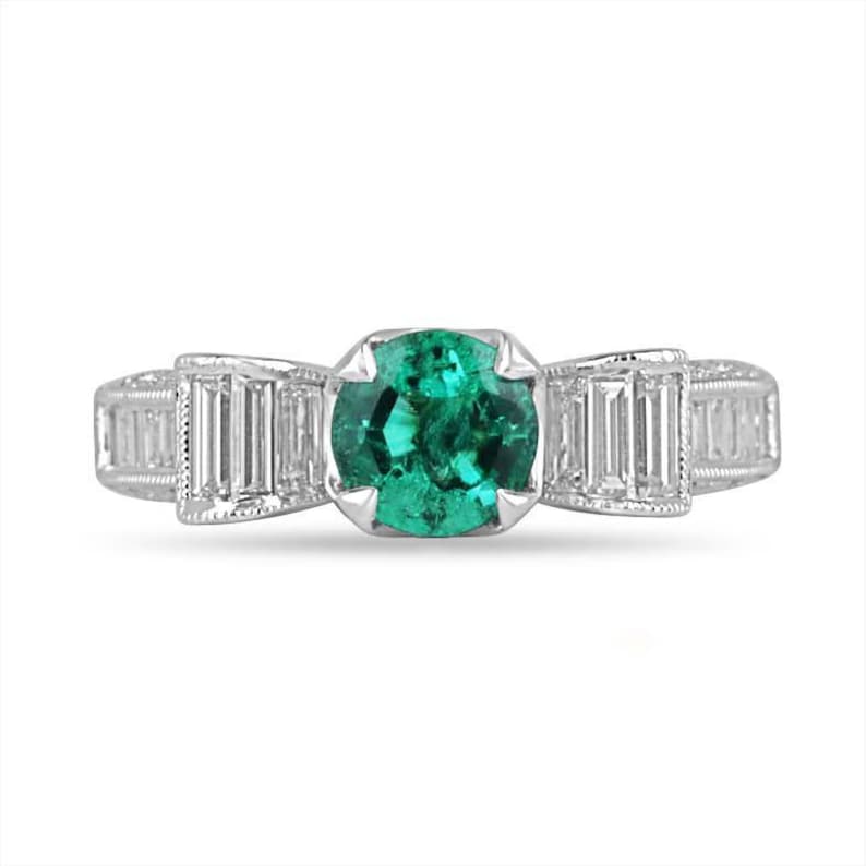 Elegant 2.63tcw 18K Gold Engagement Ring with Colombian Emerald and Diamond Accents