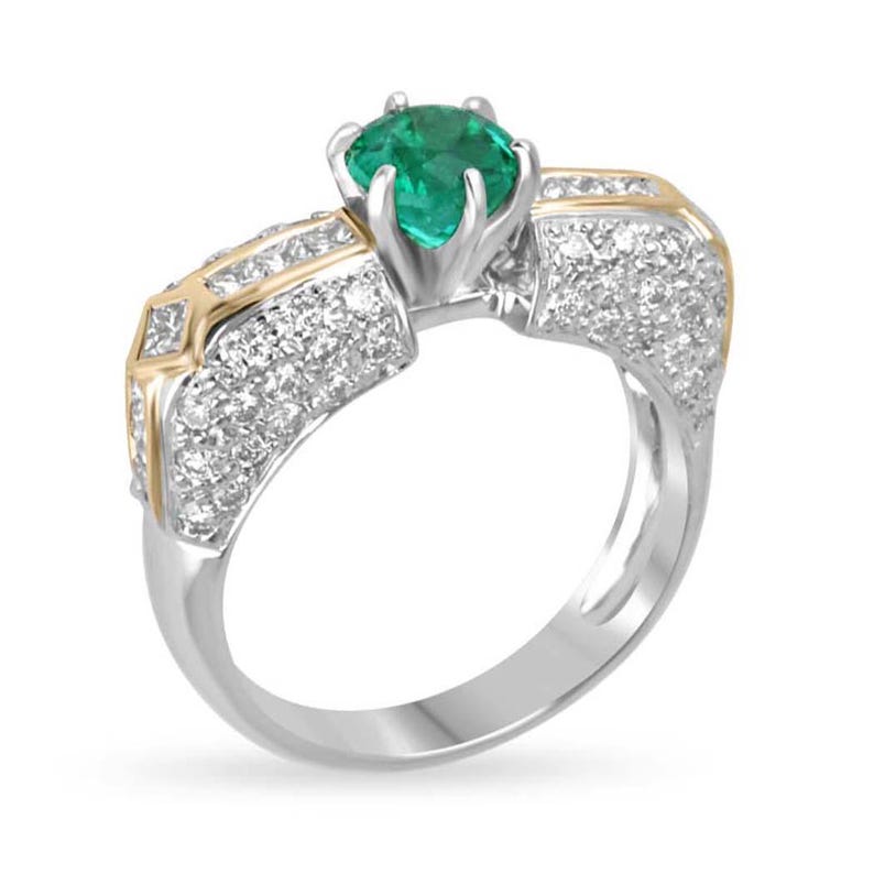 Stunning 1.85tcw Colombian Emerald Ring with Diamond Accents, Set in 18K Gold