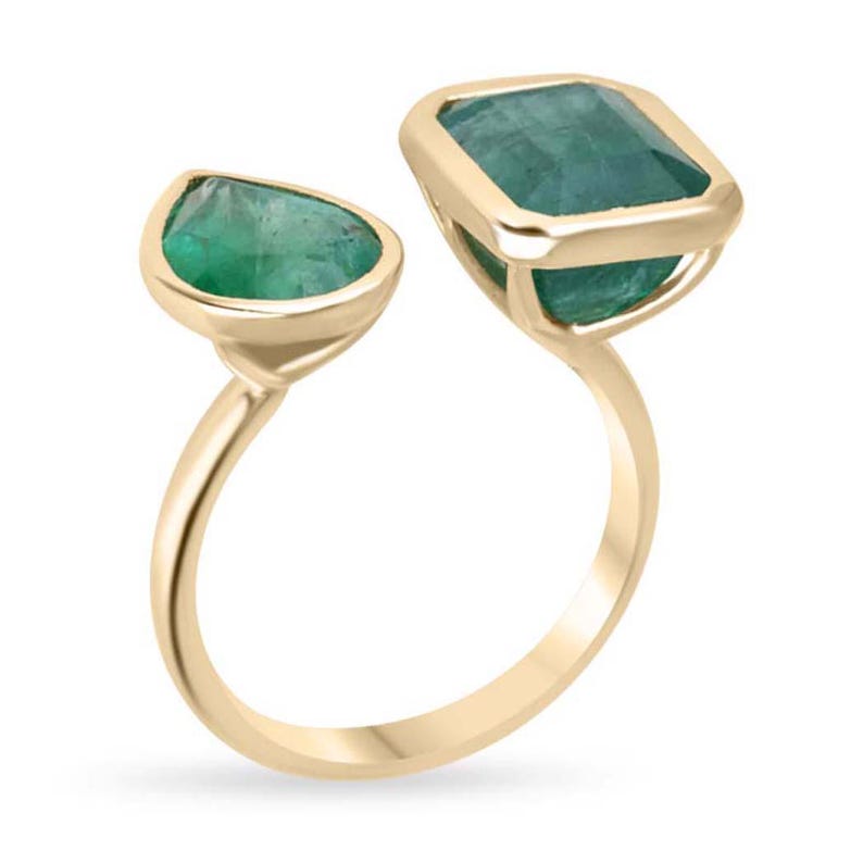 Luxurious 8.43TCW Toi Et Moi Ring with Dark Green Emerald Pear Cut in 18K Gold