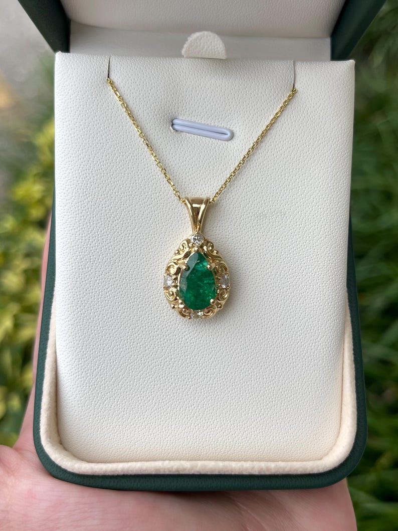 Stunning 2.71tcw Emerald and Diamond Fairytale Pendant in 14K Gold