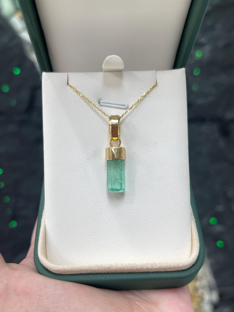 18K Yellow Gold Pendant Featuring 4.51ct Colombian Rough Emerald