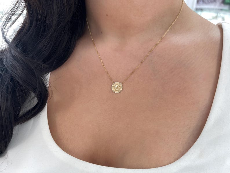 14K Gold Taurus Diamond Medallion Necklace