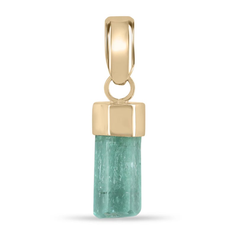 4.51ct Colombian Rough Emerald Pendant in 18K Yellow Gold