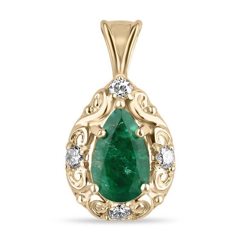 Vintage-Inspired 2.71tcw Emerald & Diamond Pendant in 14K Gold