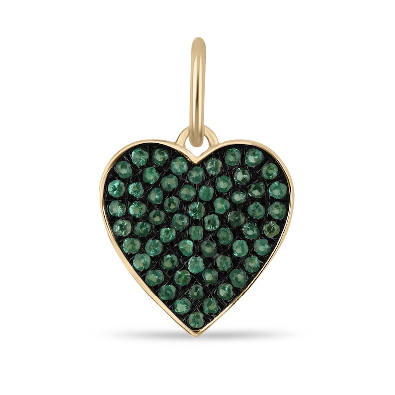 0.30tcw 14K Emerald Heart Pendant with Black Rhodium and Round Cut Stones