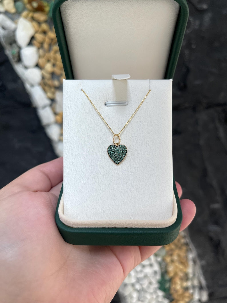 0.30tcw Round Cut Emerald Heart Pendant in 14K Gold with Black Rhodium Finish