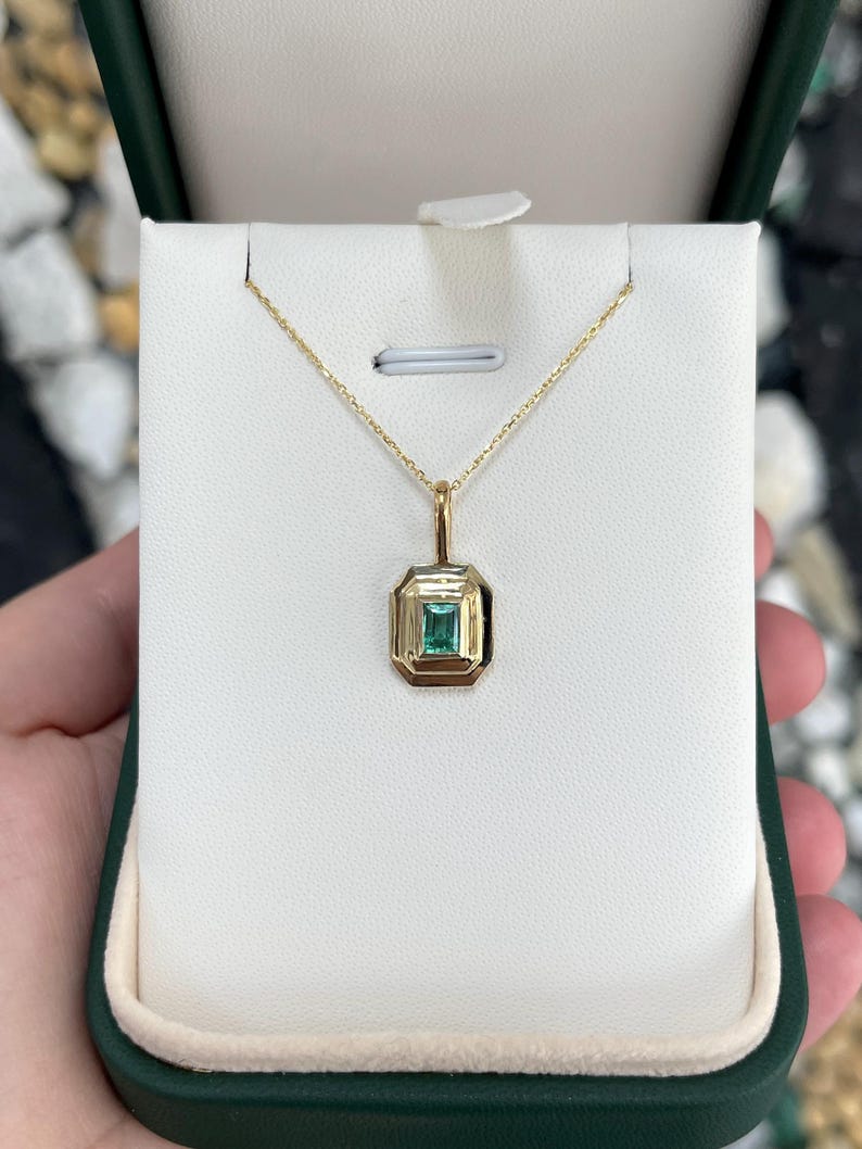 Natural Emerald Solitaire Slider Necklace with 0.70ct Emerald in 14K Gold