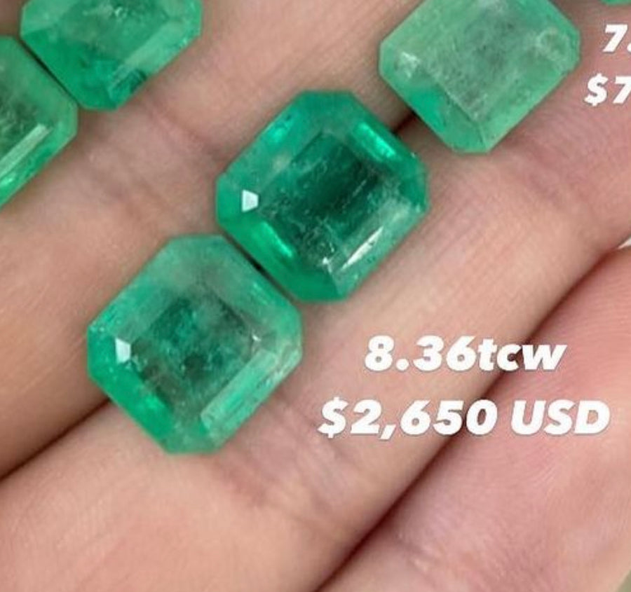 Special price Muzo Colombian emerald asscher pair for Naroth