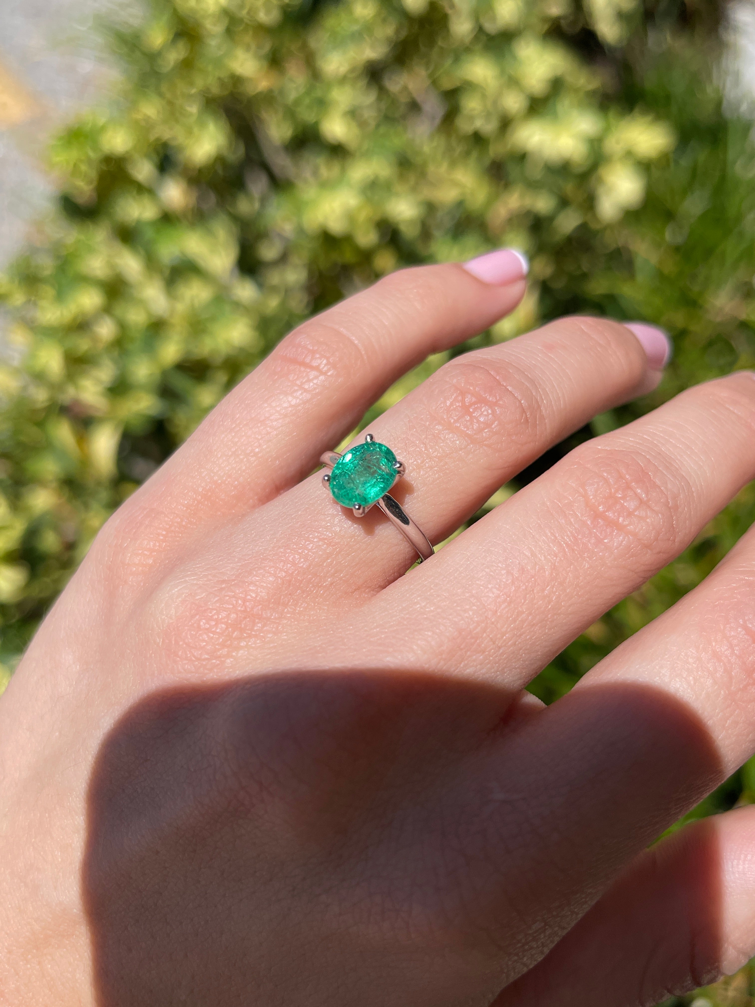 2.05ct 18K Natural Oval Cut Emerald Solitaire Gold Ring - JR Colombian Emeralds