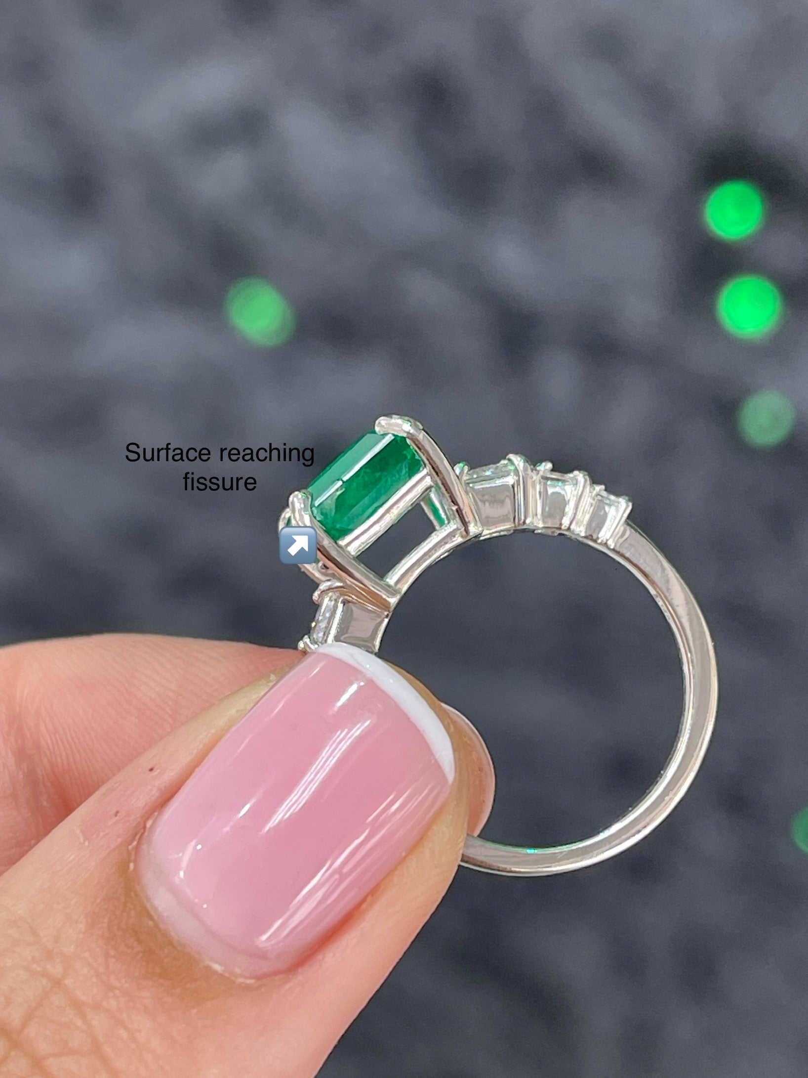 14K white gold engagement ring with 3.87ctw natural emerald and lab diamond accents by JR Colombian Emeralds
