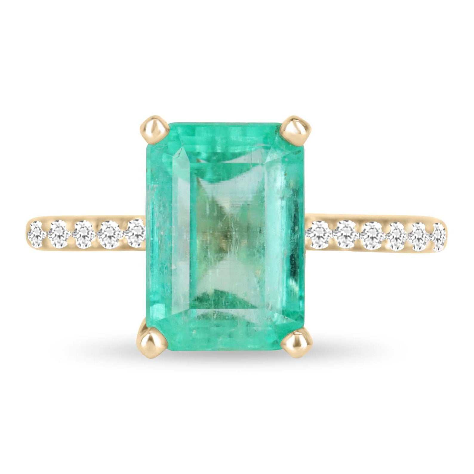 4.15tcw Emerald Cut Colombian Emerald & Diamond Solitaire With Accents