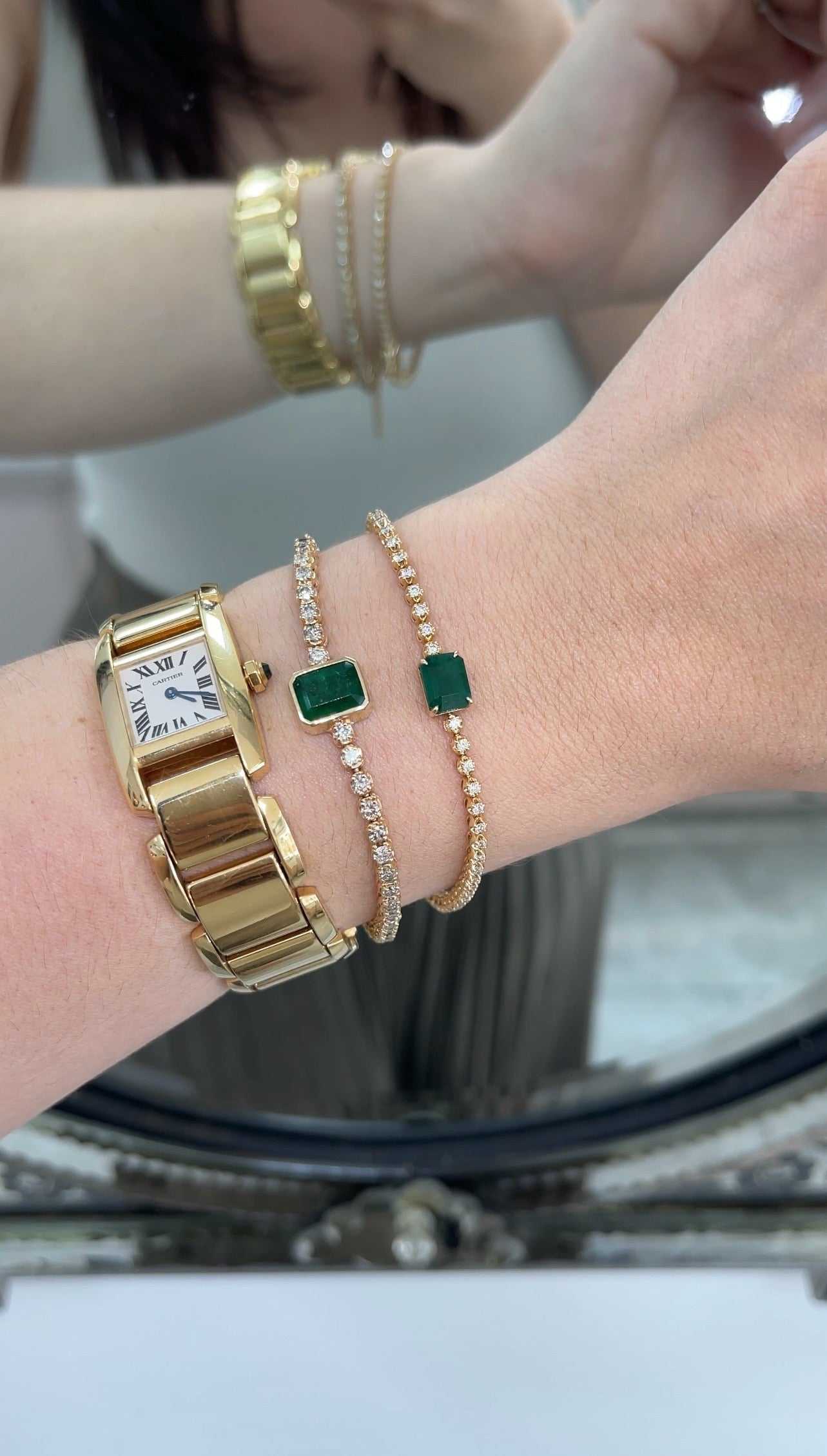 3.18tcw Natural Emerald & Diamond 7 In Tennis Bracelet 14K - JR Colombian Emeralds