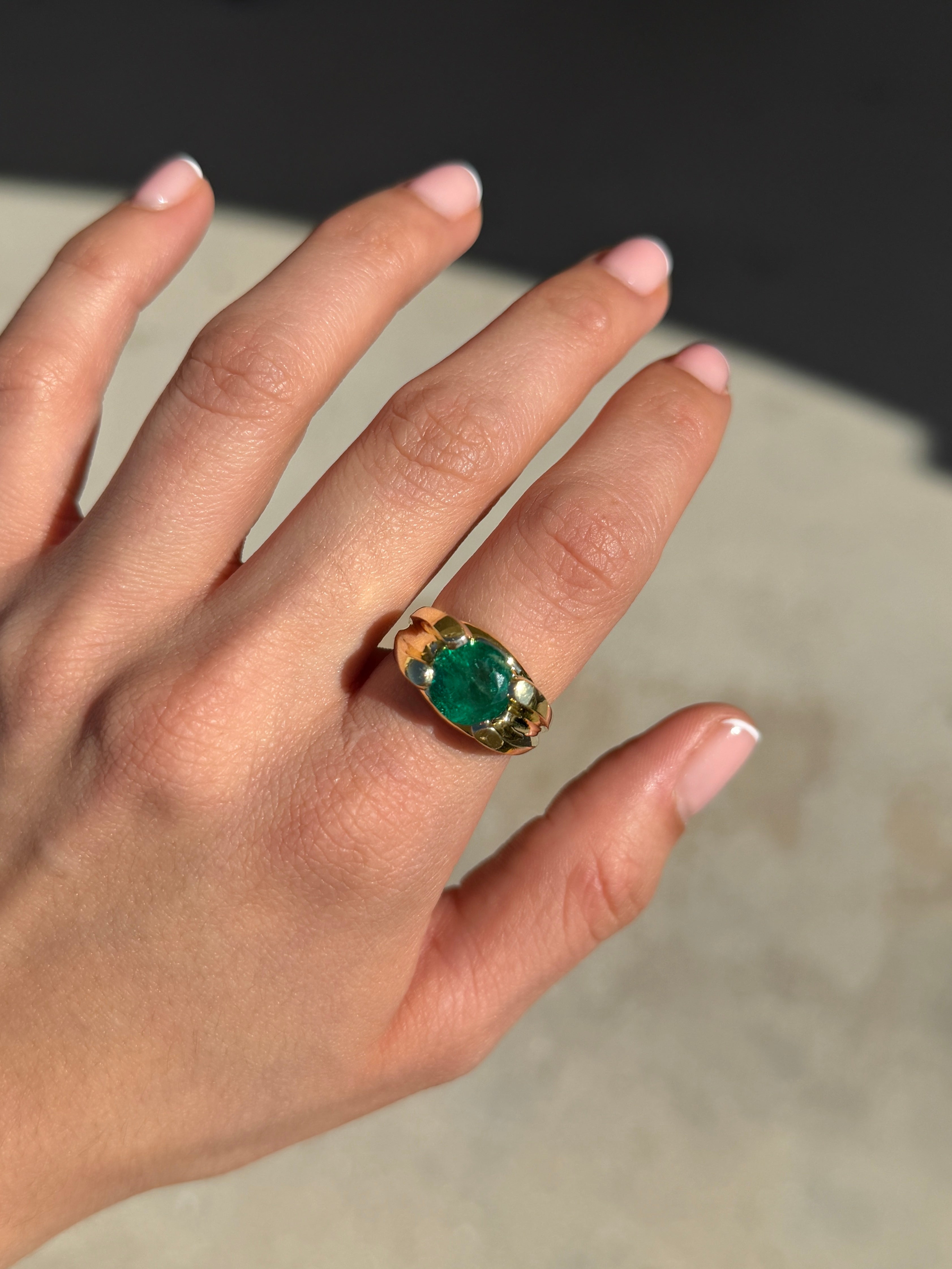 5.69ct 18K RARE Large Natural Round Cut Emerald Wide Split Shank Solitaire Ring - JR Colombian Emeralds