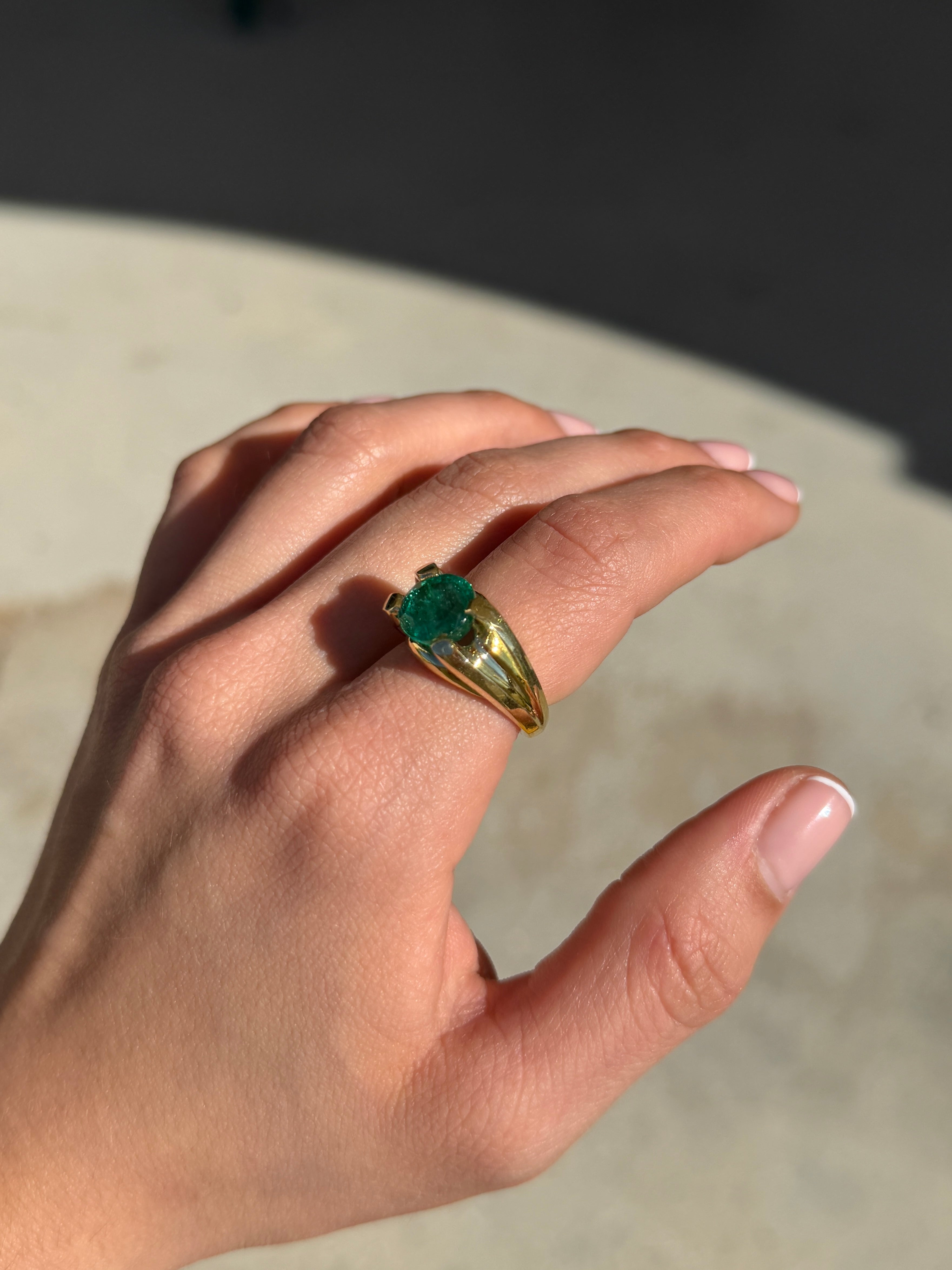 5.69ct 18K RARE Large Natural Round Cut Emerald Wide Split Shank Solitaire Ring - JR Colombian Emeralds