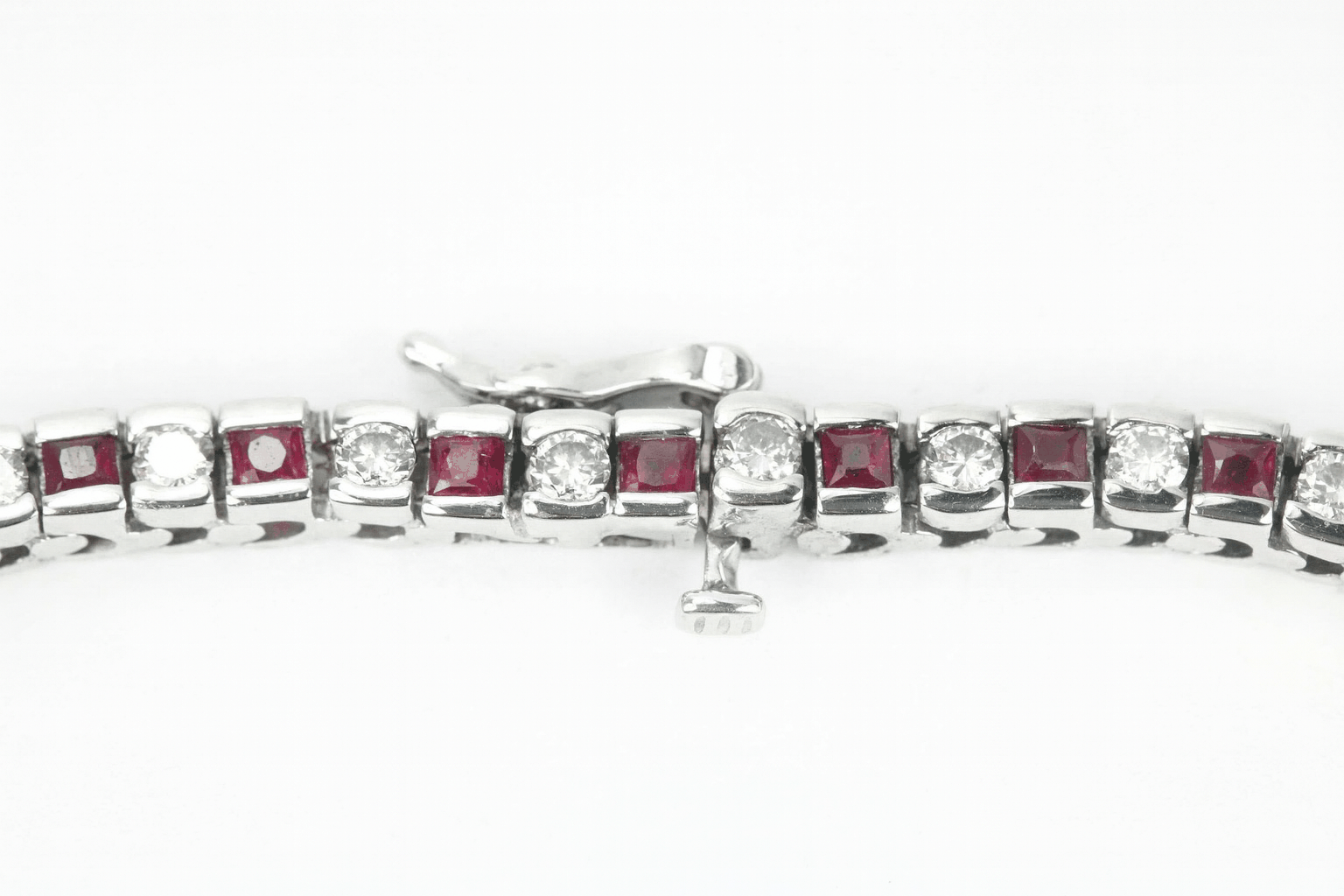 1.40tcw Alternating Ruby & Diamond Tennis Bracelet White Gold 14K