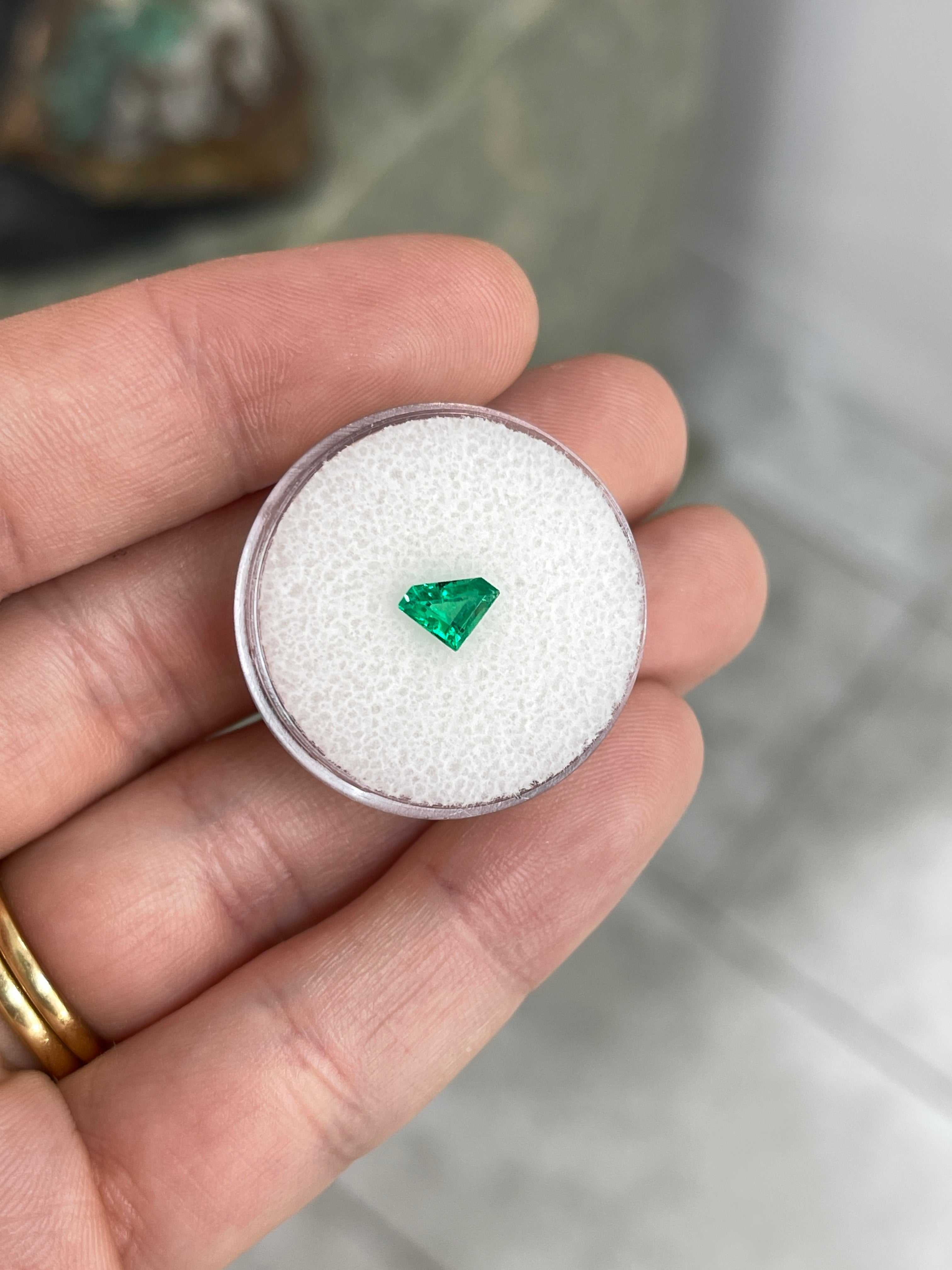 0.51 Carat Rare Vivid Green Superman Cut Colombian Emerald Loose
