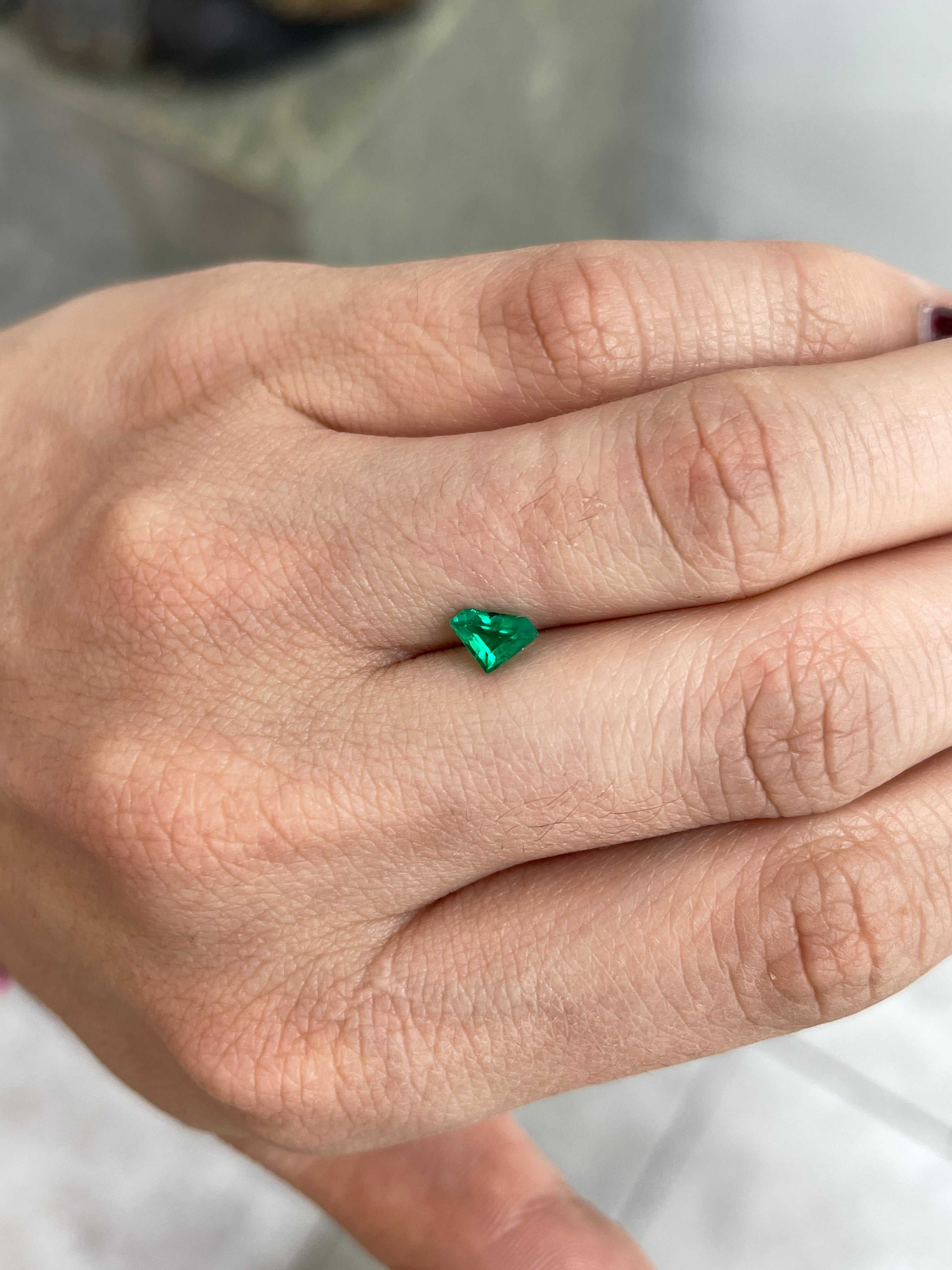 0.51 Carat Rare Vivid Green Superman Cut Colombian Emerald Loose