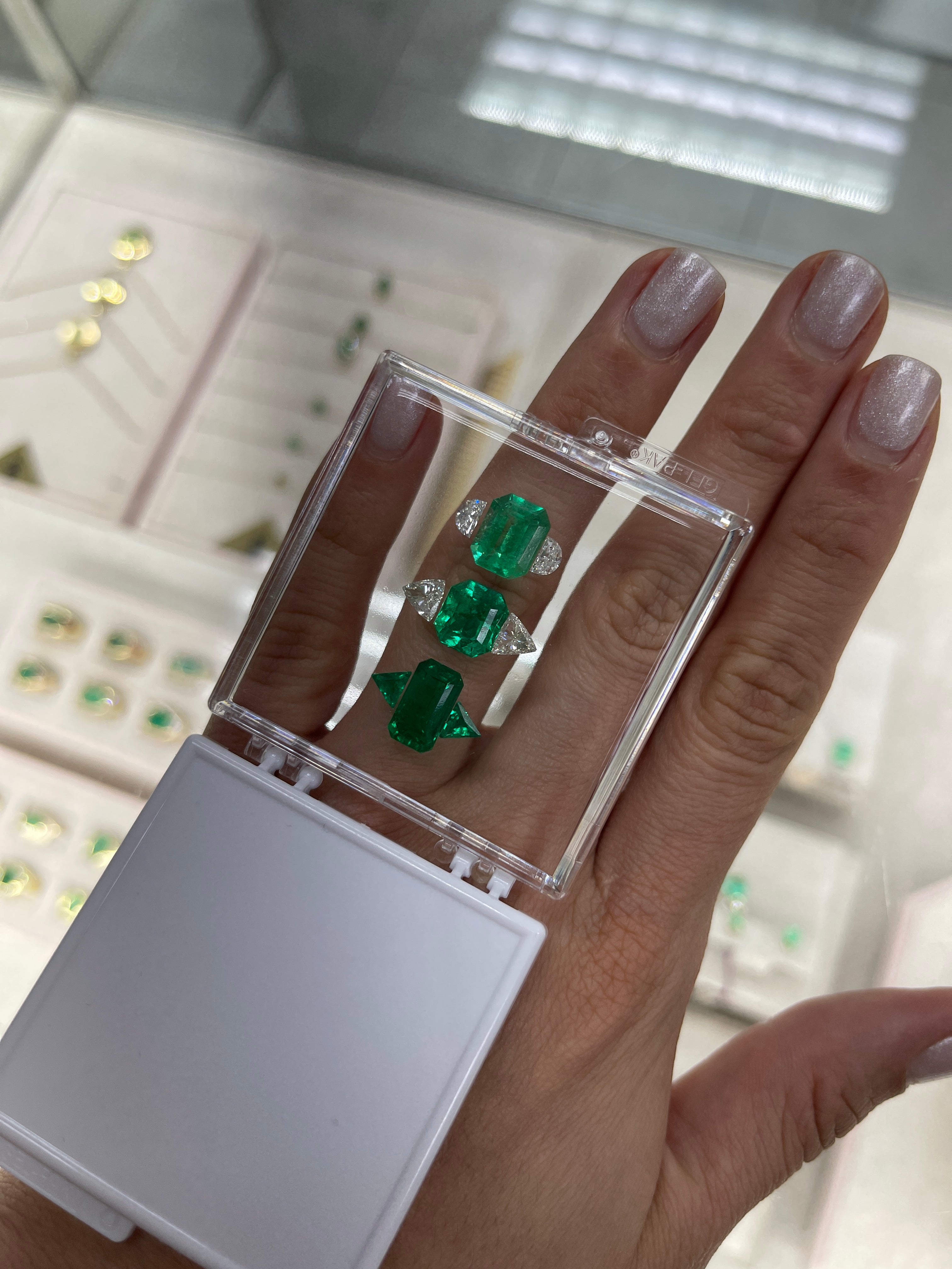 0.51tcw AAA+ Rare Colombian Emerald Trillion Accents- Loose & Ready to Set - JR Colombian Emeralds