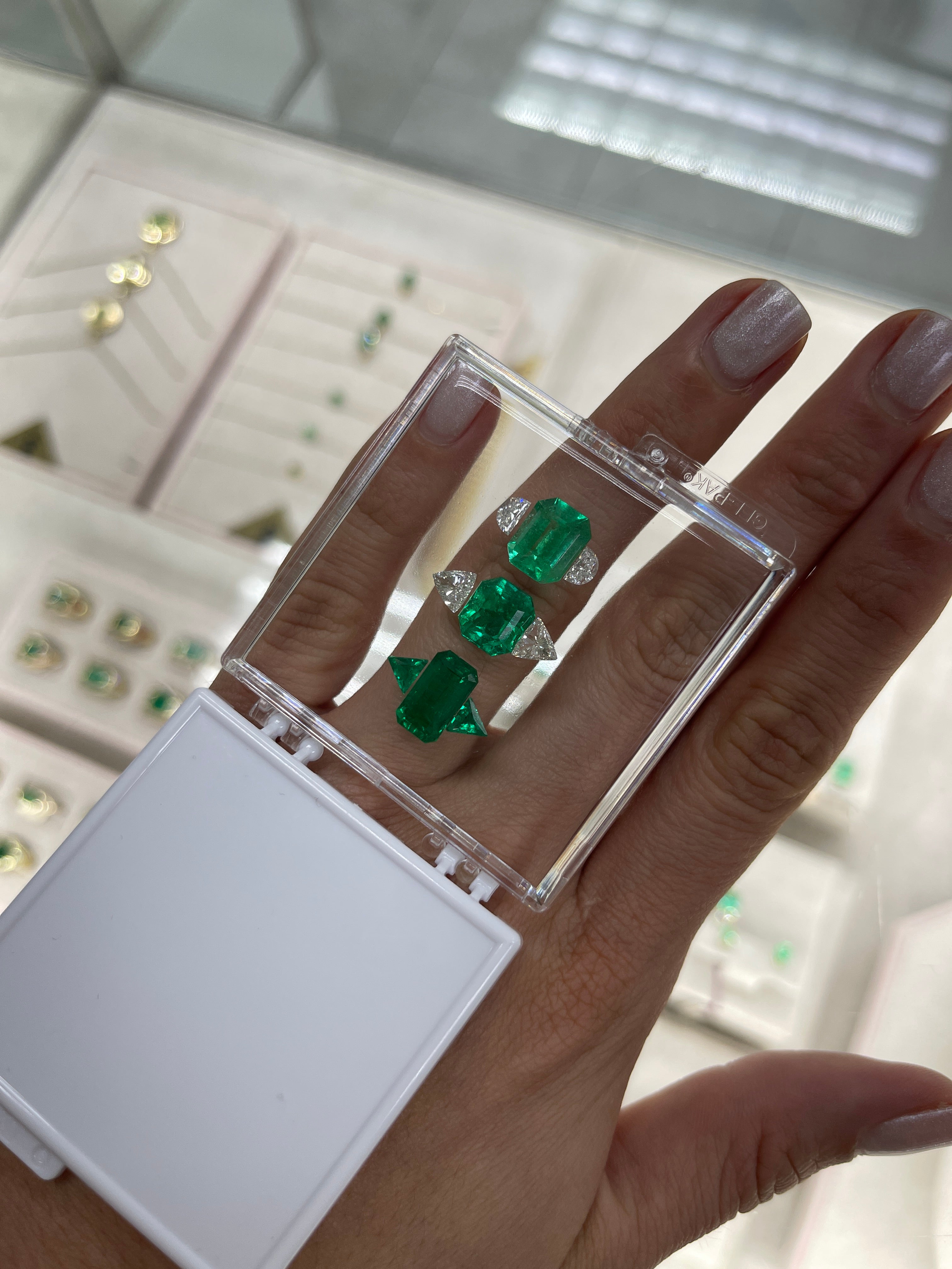 0.51tcw AAA+ Rare Colombian Emerald Trillion Accents- Loose & Ready to Set - JR Colombian Emeralds