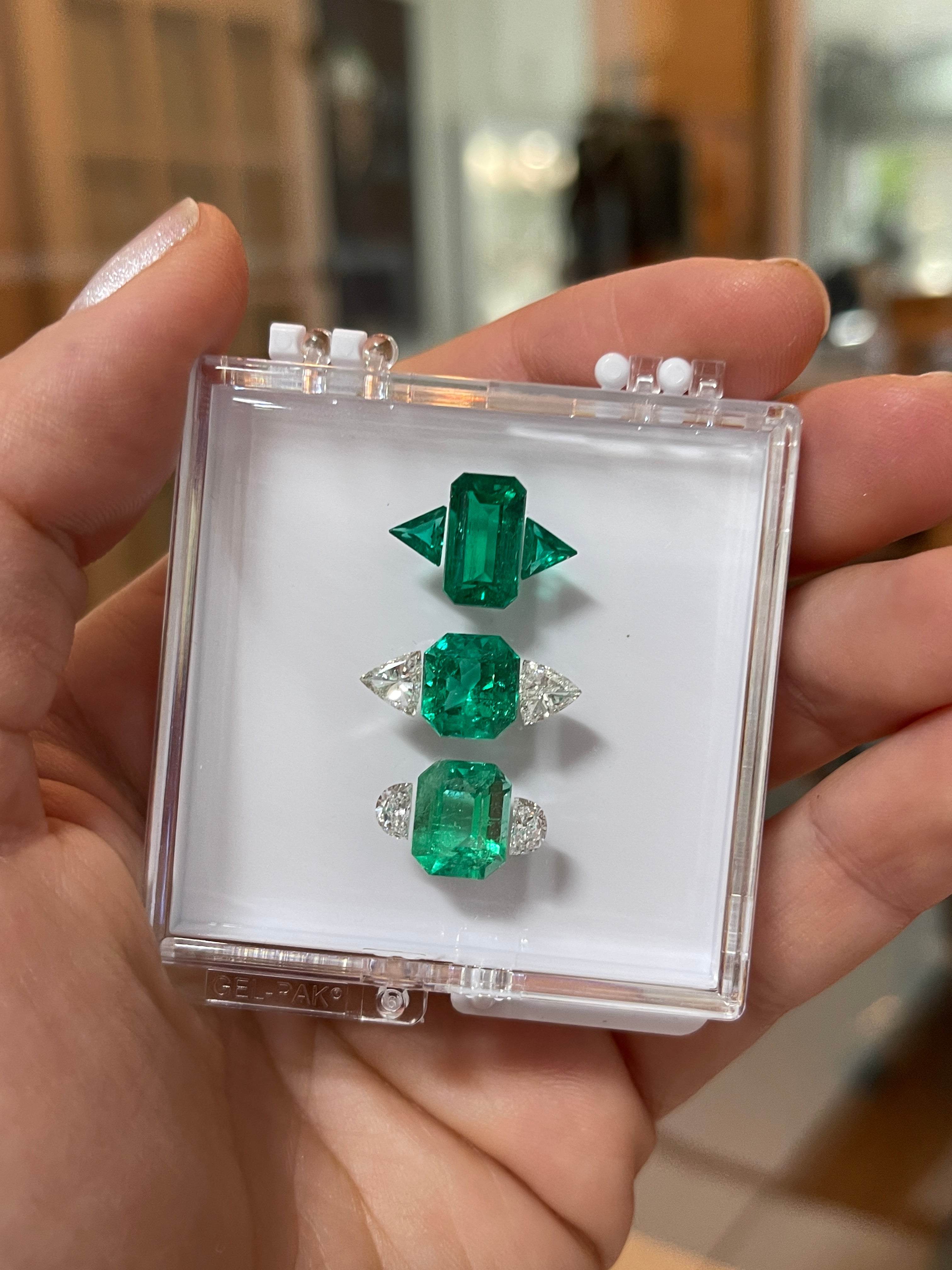 0.51tcw AAA+ Rare Colombian Emerald Trillion Accents- Loose & Ready to Set - JR Colombian Emeralds