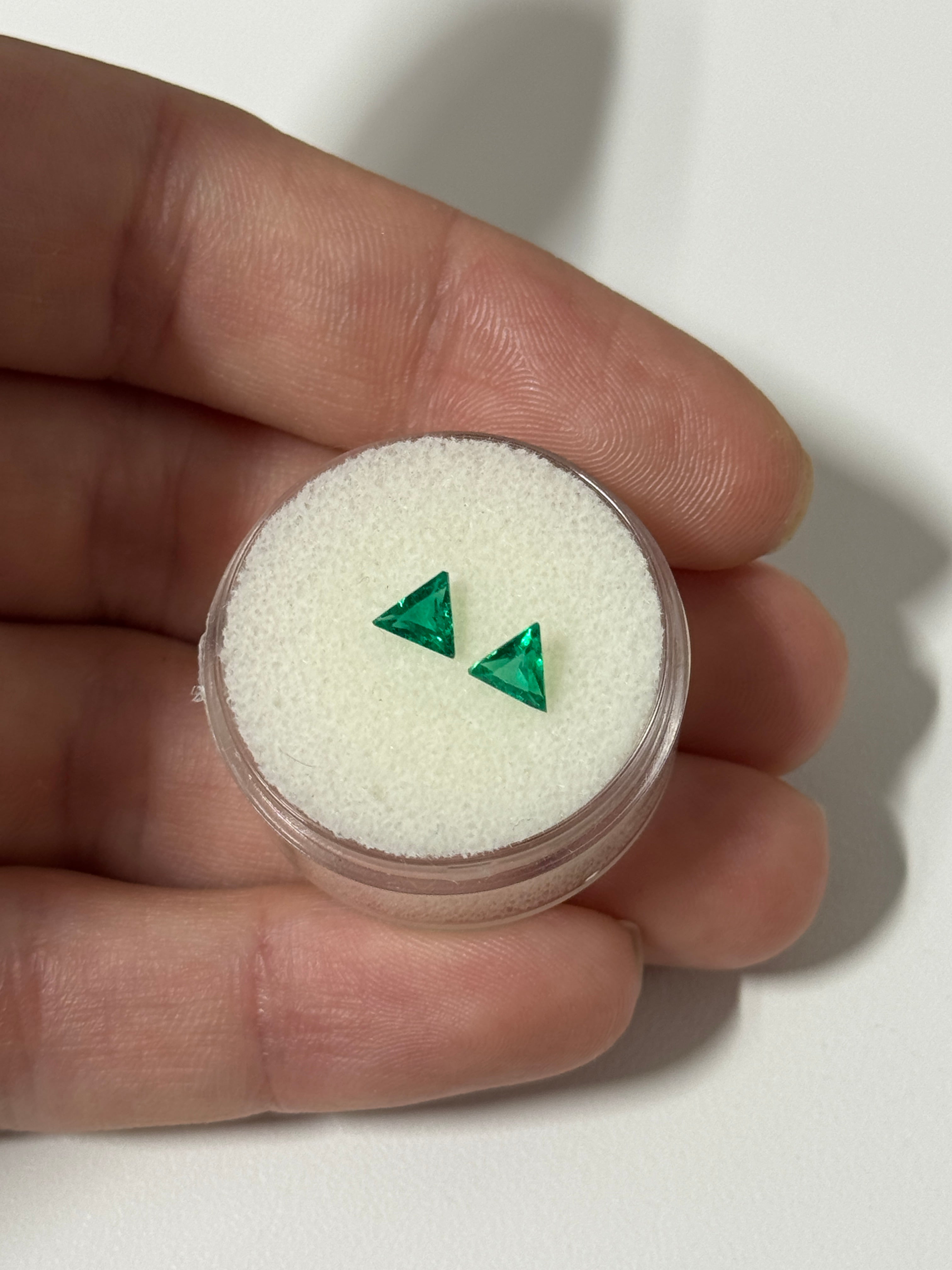 0.51tcw AAA+ Rare Colombian Emerald Trillion Accents- Loose & Ready to Set - JR Colombian Emeralds