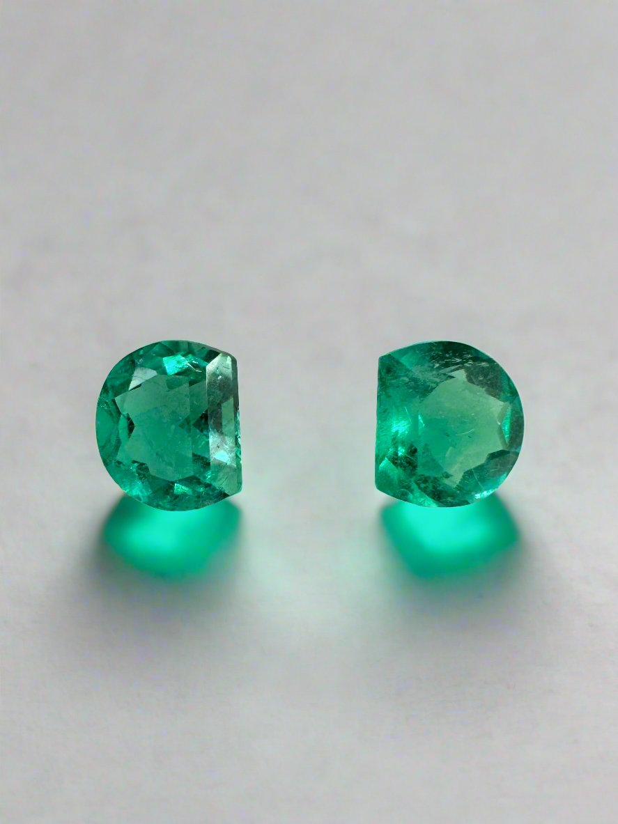 0.80tcw 5x4 Matching Pair Green Natural Loose Colombian Emerald Half Moons - JR Colombian Emeralds