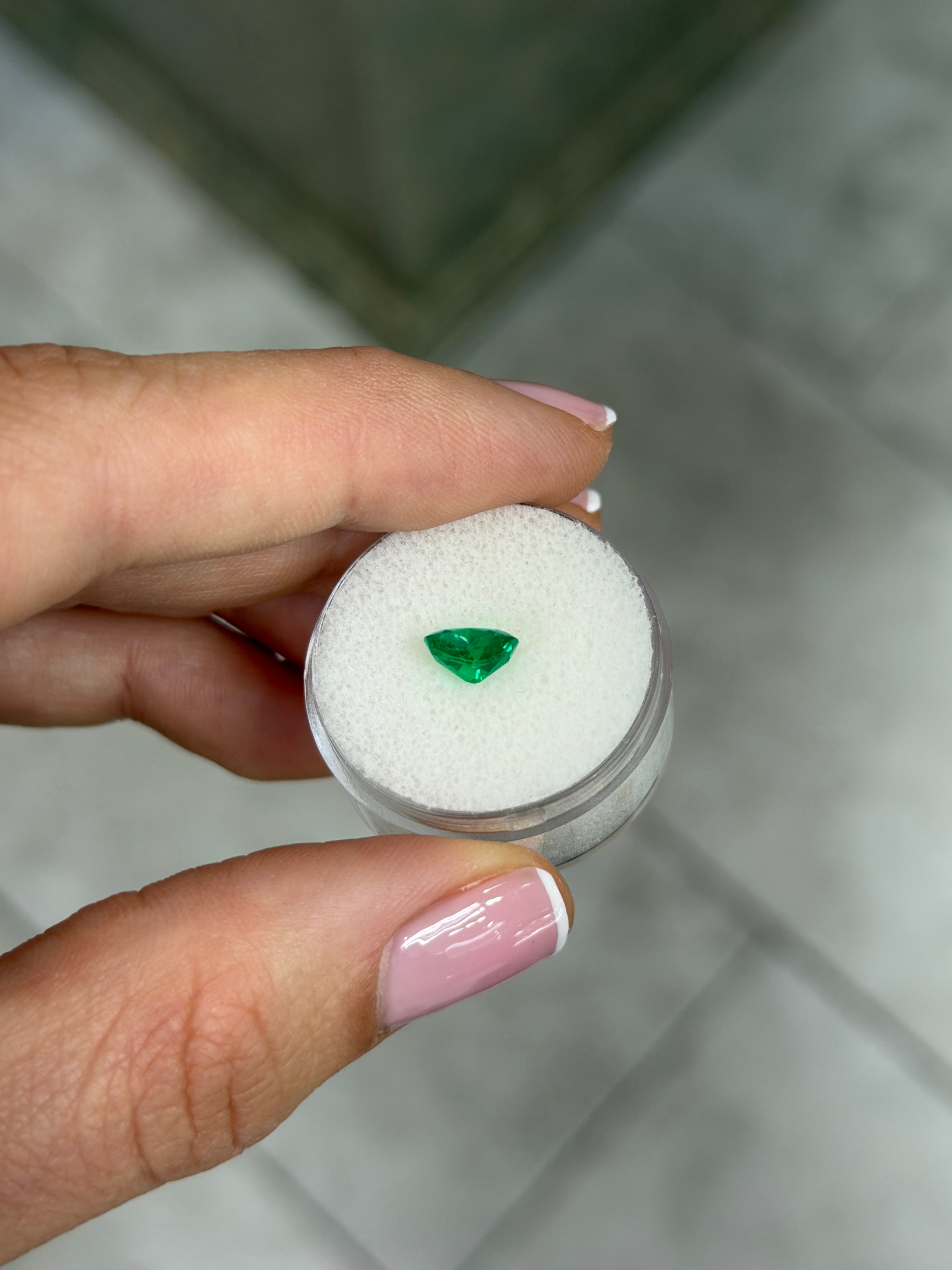 Natural loose Colombian emerald heart cut, 0.97 carats, AAA+ crystal clean Muzo green gemstone from JR Colombian Emeralds.