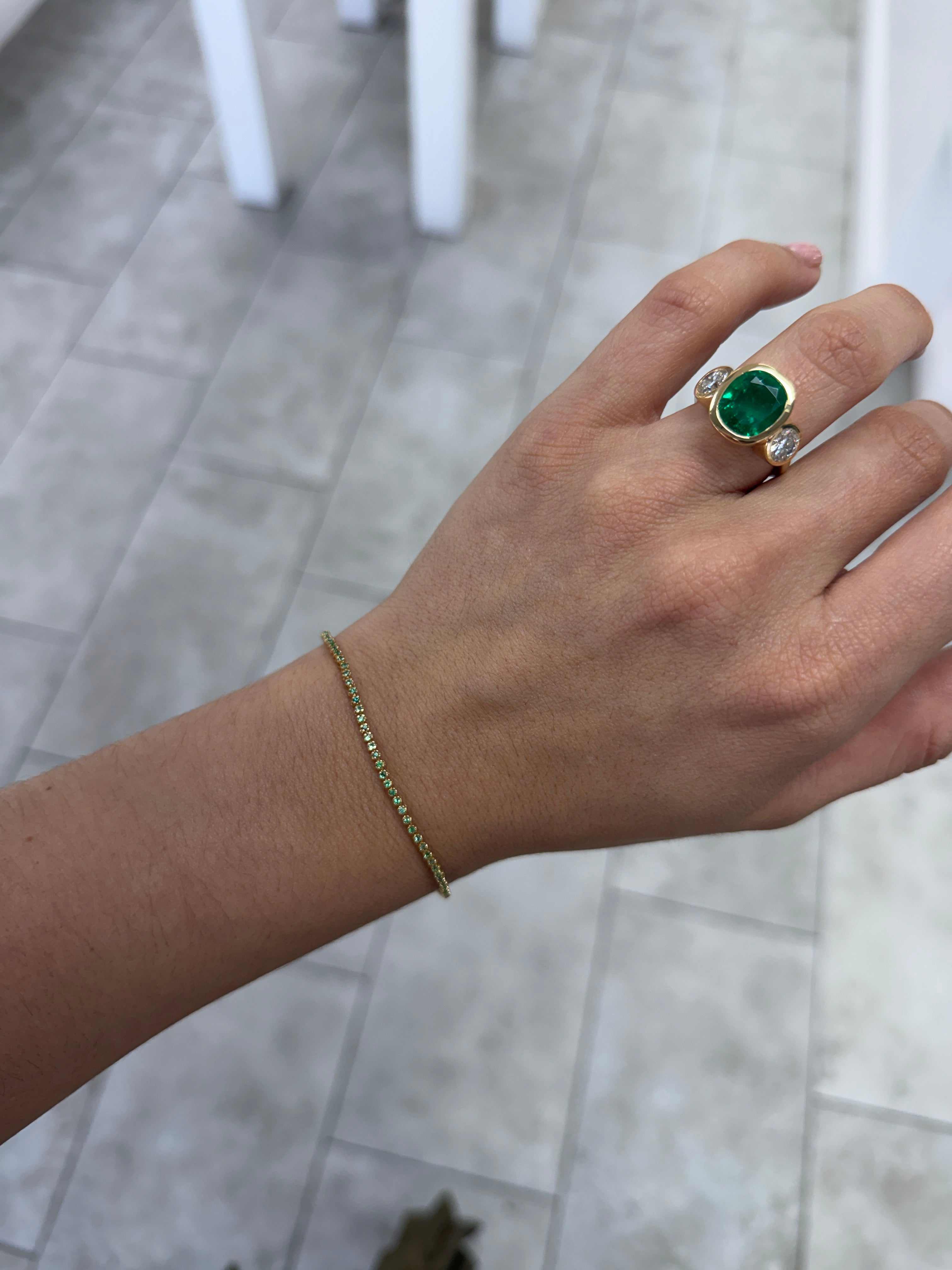 1.13tcw Petite Emerald Tennis Bracelet 14K Gold- 7 Inches - JR Colombian Emeralds