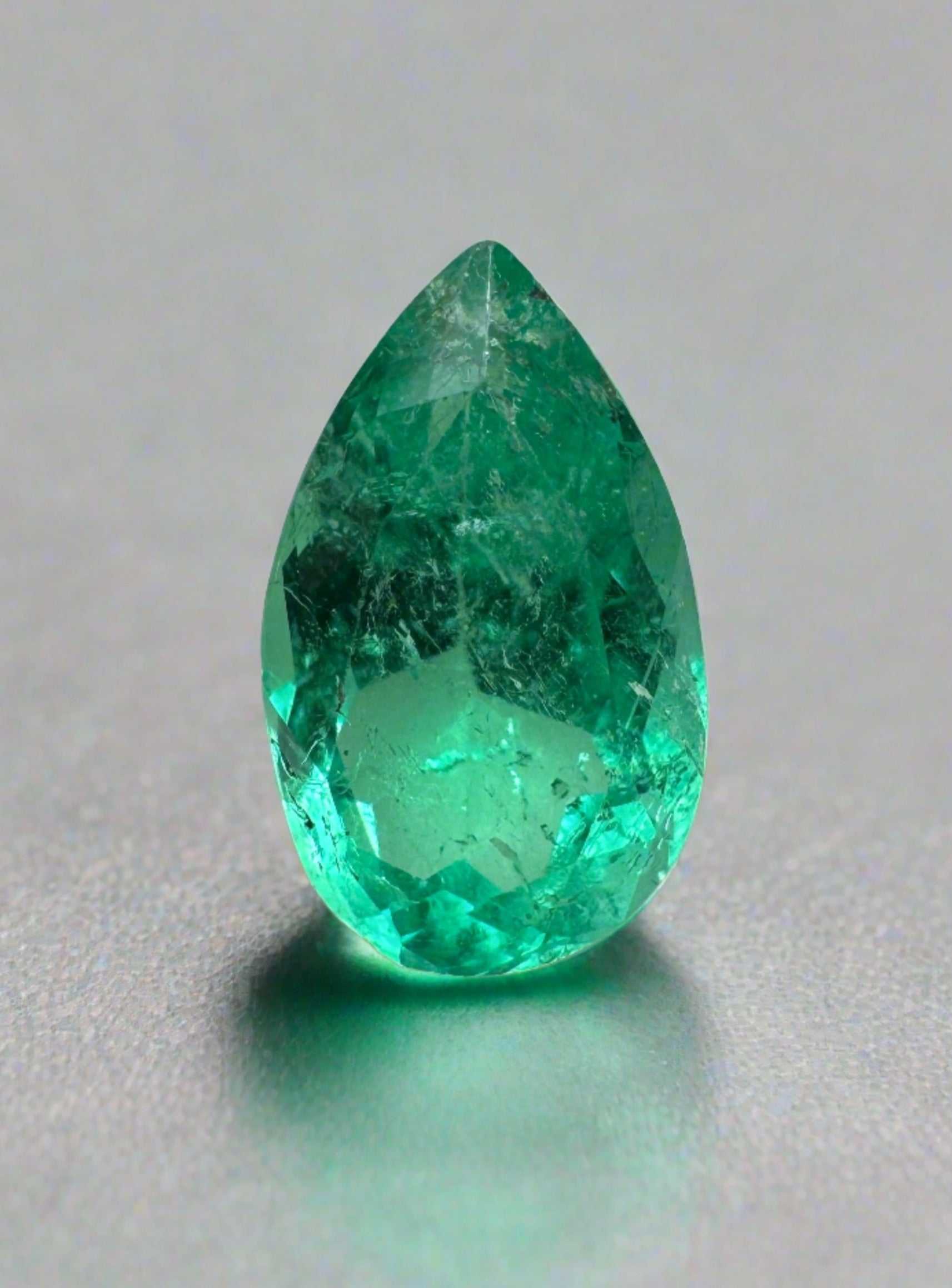1.19 carat Elongated Green Natural Loose Colombian Emerald-Pear Cut - JR Colombian Emeralds