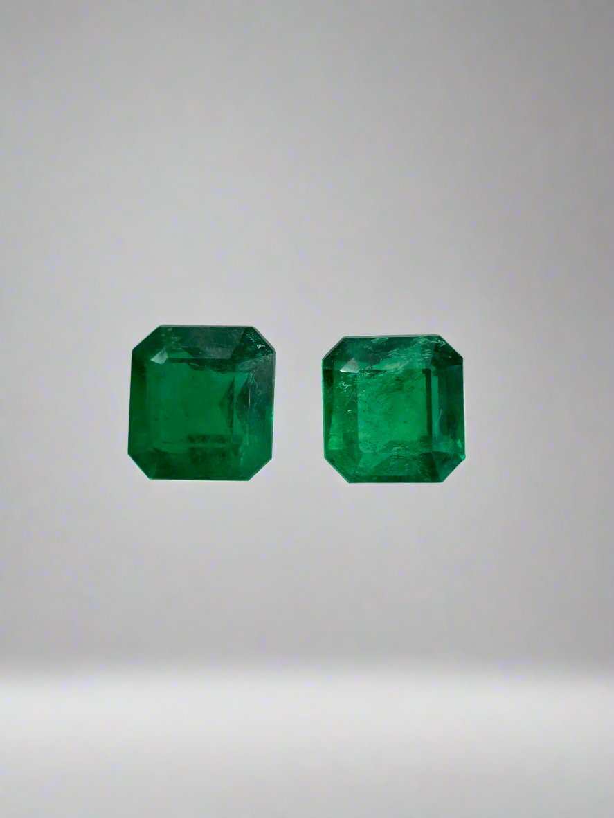 1.22tcw 5x5 Matching AAA Muzo Green Loose Colombian Emeralds-Asscher Cut - JR Colombian Emeralds