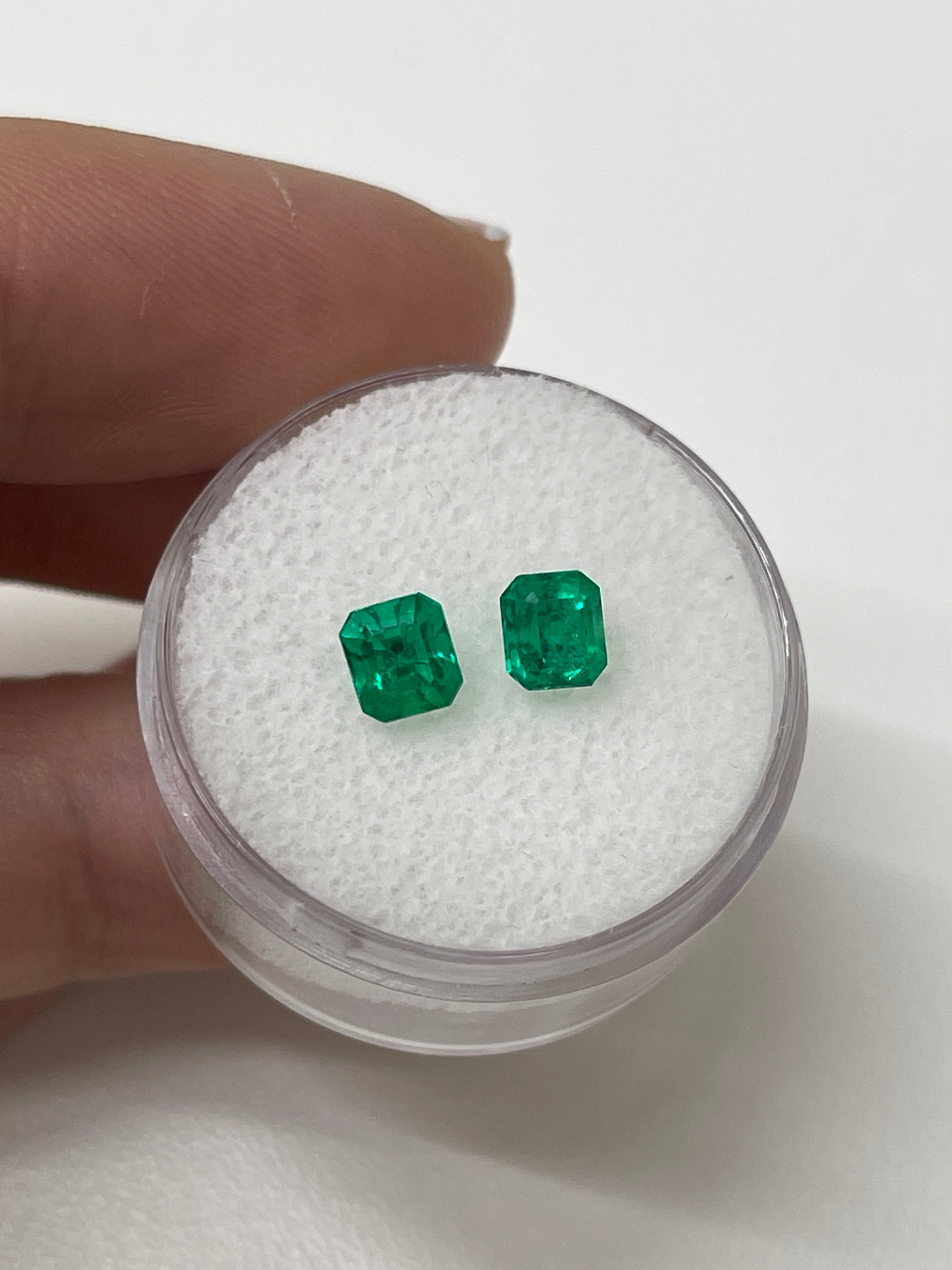 1.26tcw 5x4.5 Matching AAA+ Muzo Green Loose Colombian Emeralds-Asscher Cut - JR Colombian Emeralds