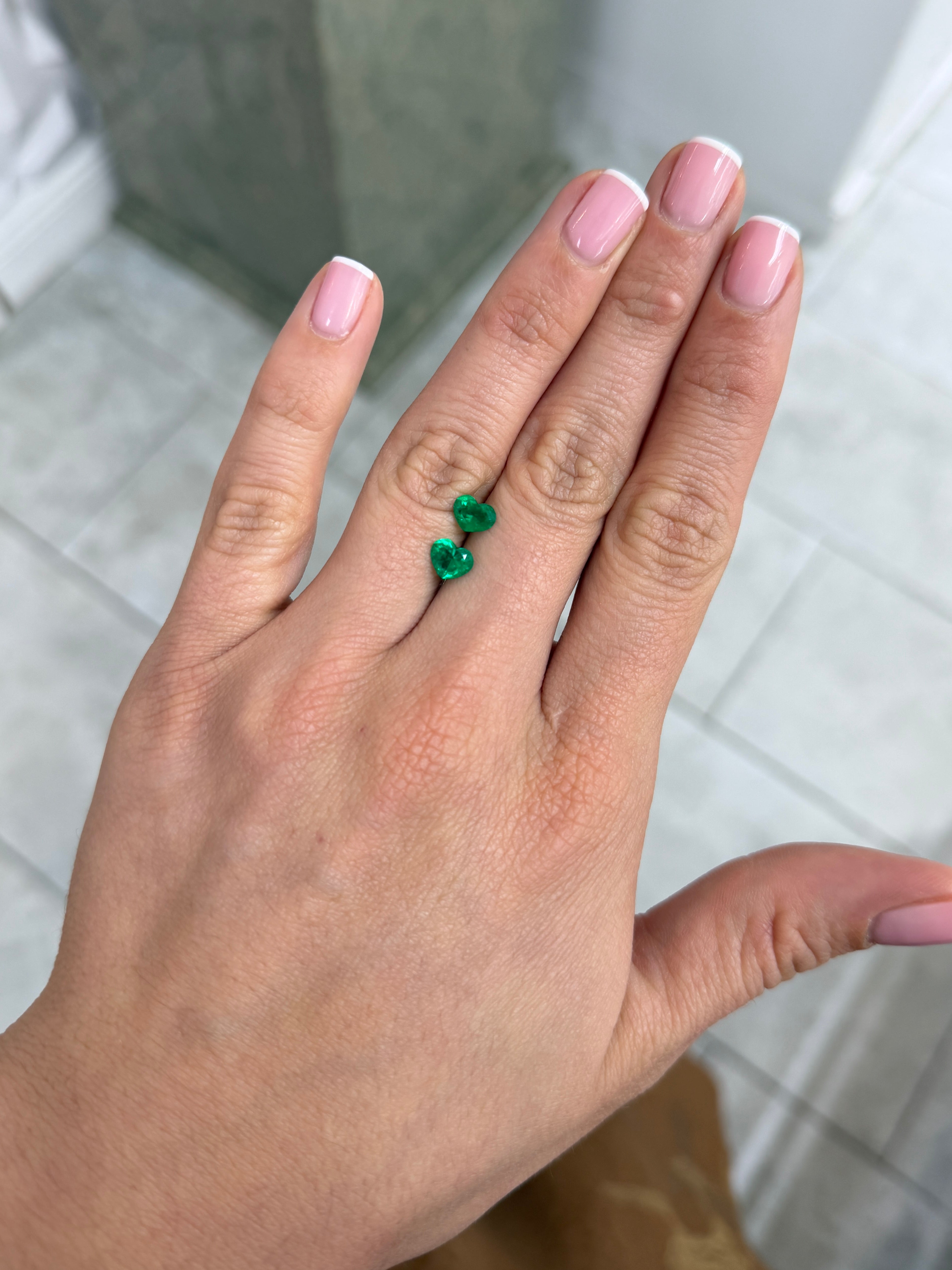 1.50tcw 5x6.5 AAA+ Matching Emerald Hearts Vivid Muzo Green Natural Colombian Emeralds