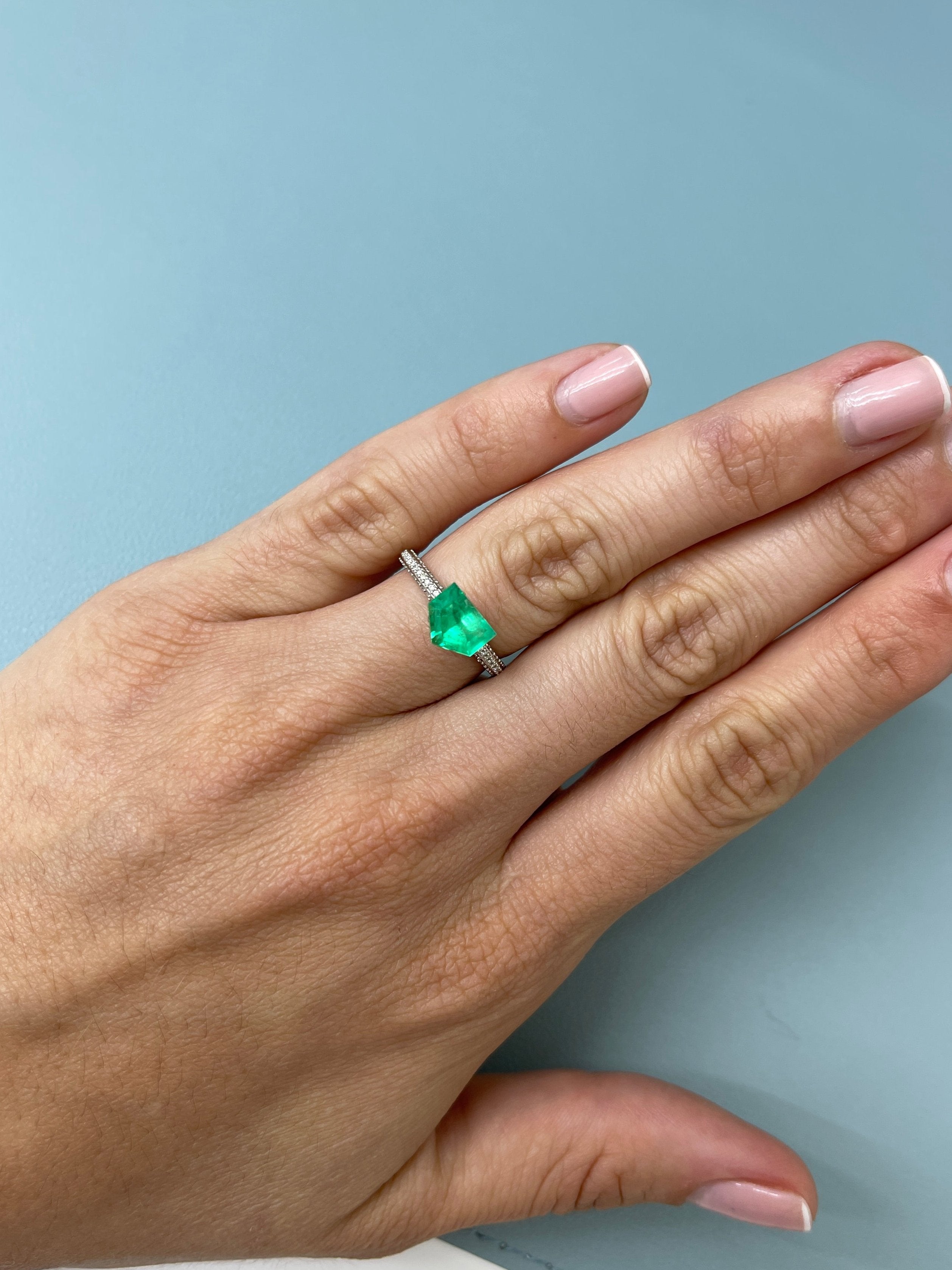 1.51 Carat Fancy Shield Cut Natural Loose Colombian Emerald - JR Colombian Emeralds