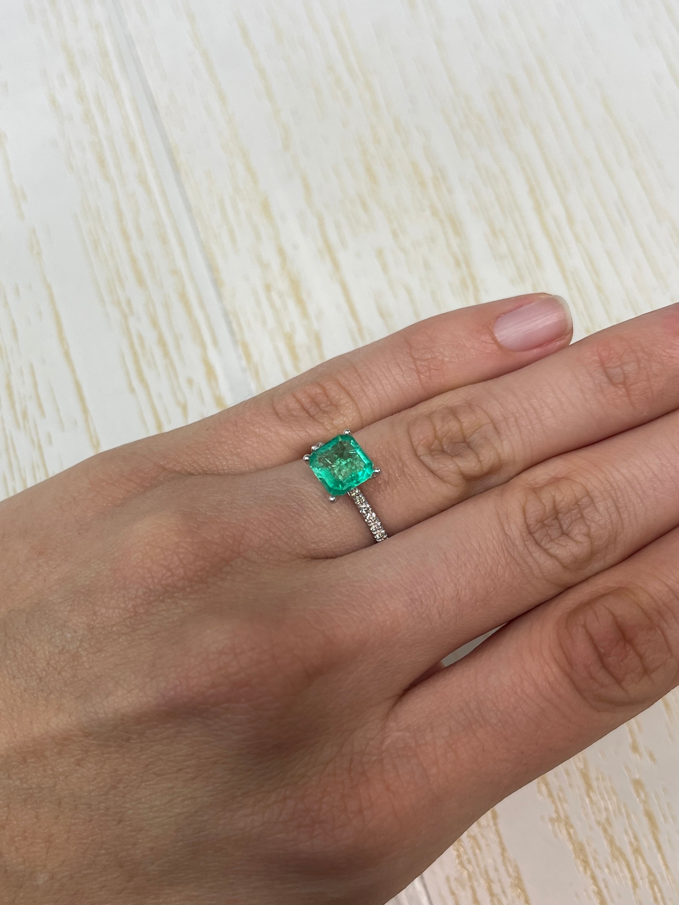 8x8 mm natural Colombian emerald, 1.53 carats, rare spready yellowish-green cut, loose gemstone from JR Colombian Emeralds