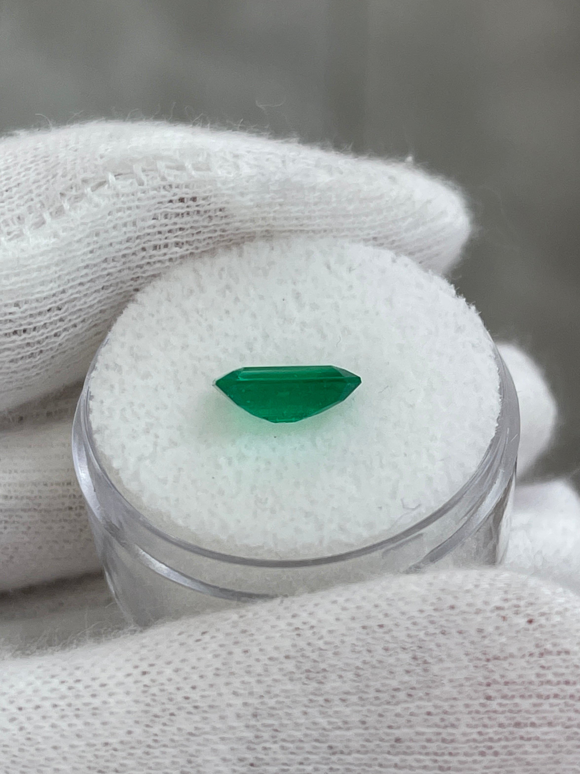 1.57 Carat AAA 9x7 Deep Vivid Green Natural Loose Colombian Emerald- Emerald Cut - JR Colombian Emeralds