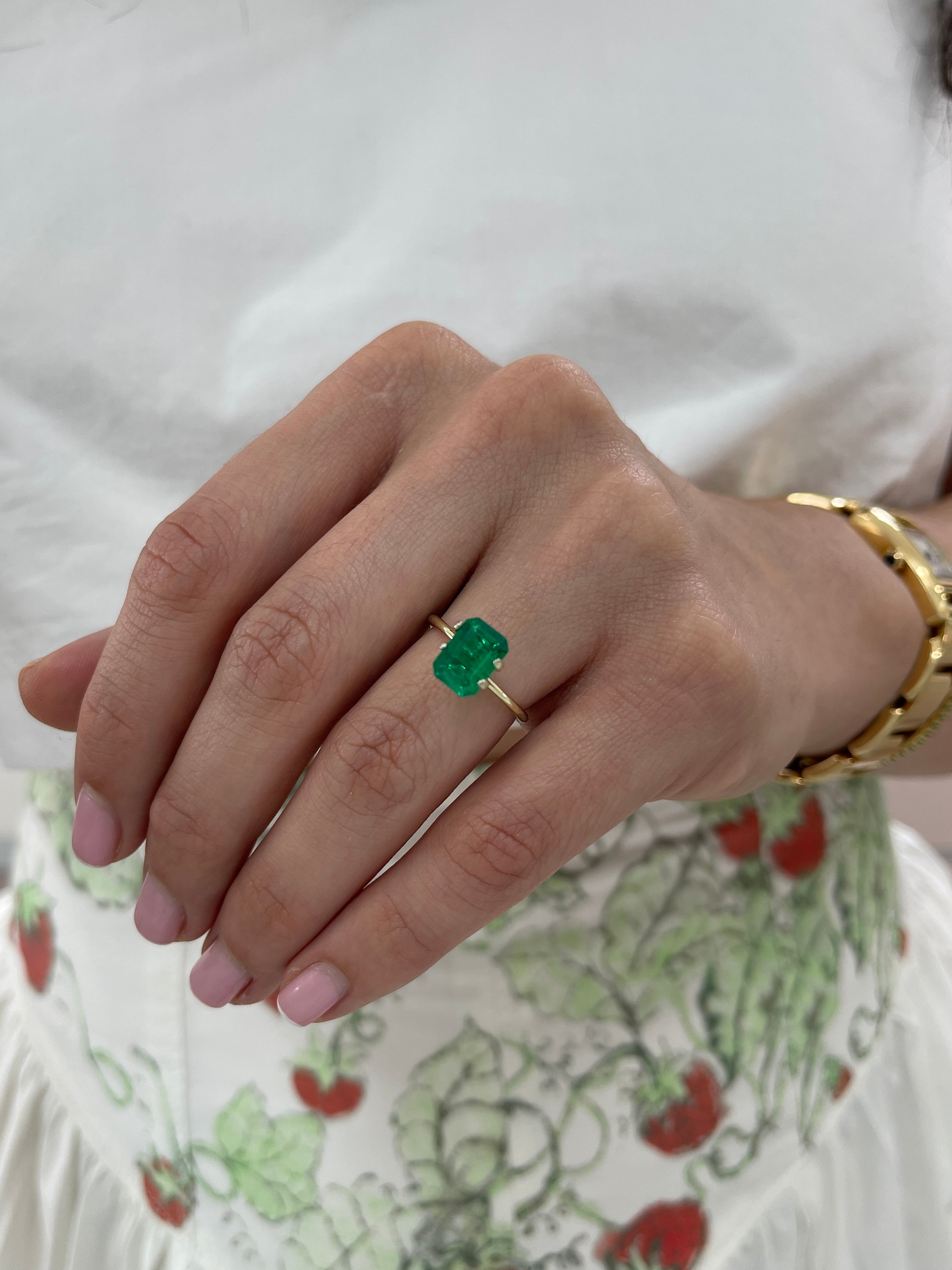 1.57 Carat AAA 9x7 Deep Vivid Green Natural Loose Colombian Emerald- Emerald Cut - JR Colombian Emeralds