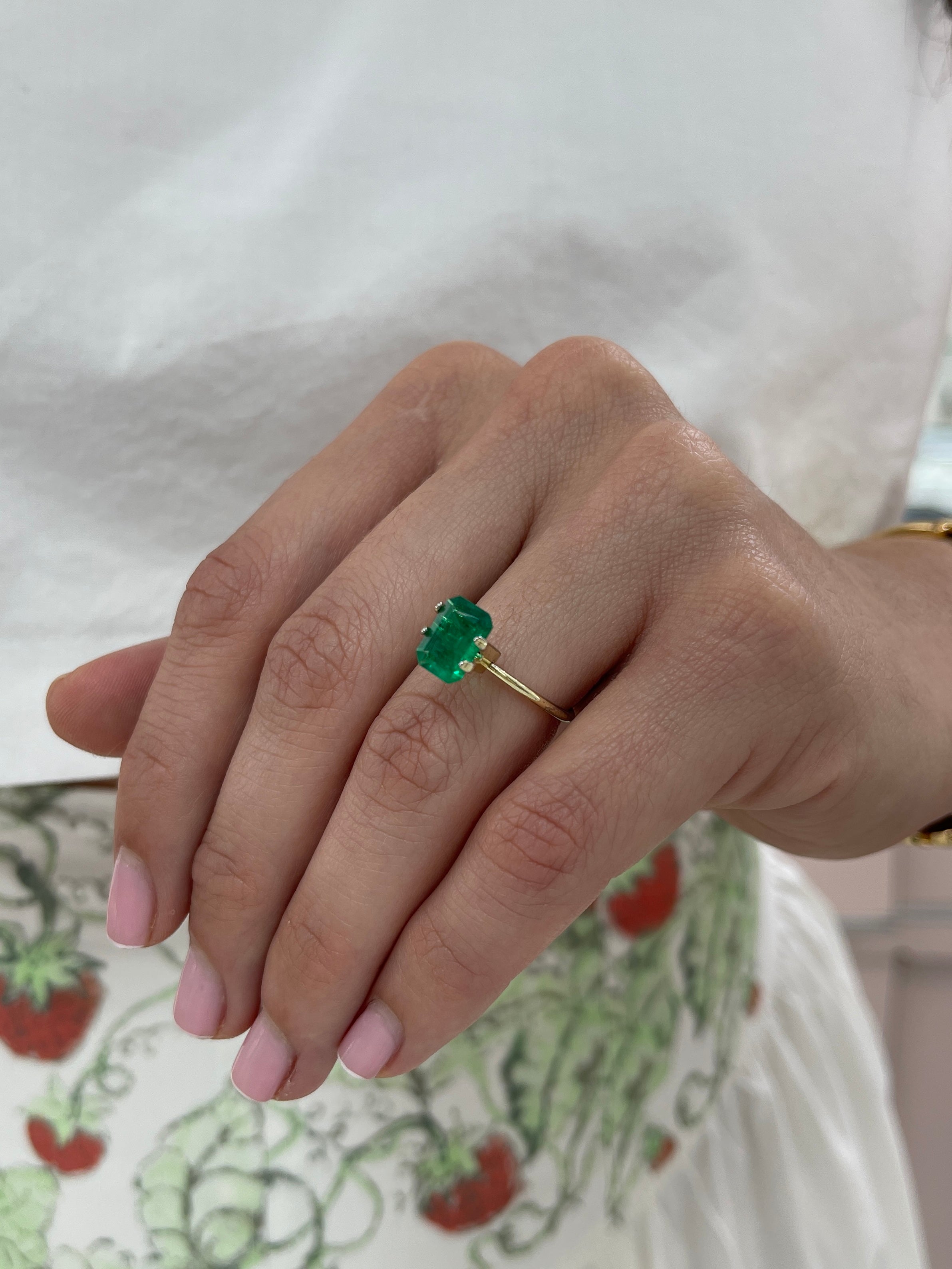 1.57 Carat AAA 9x7 Deep Vivid Green Natural Loose Colombian Emerald- Emerald Cut - JR Colombian Emeralds