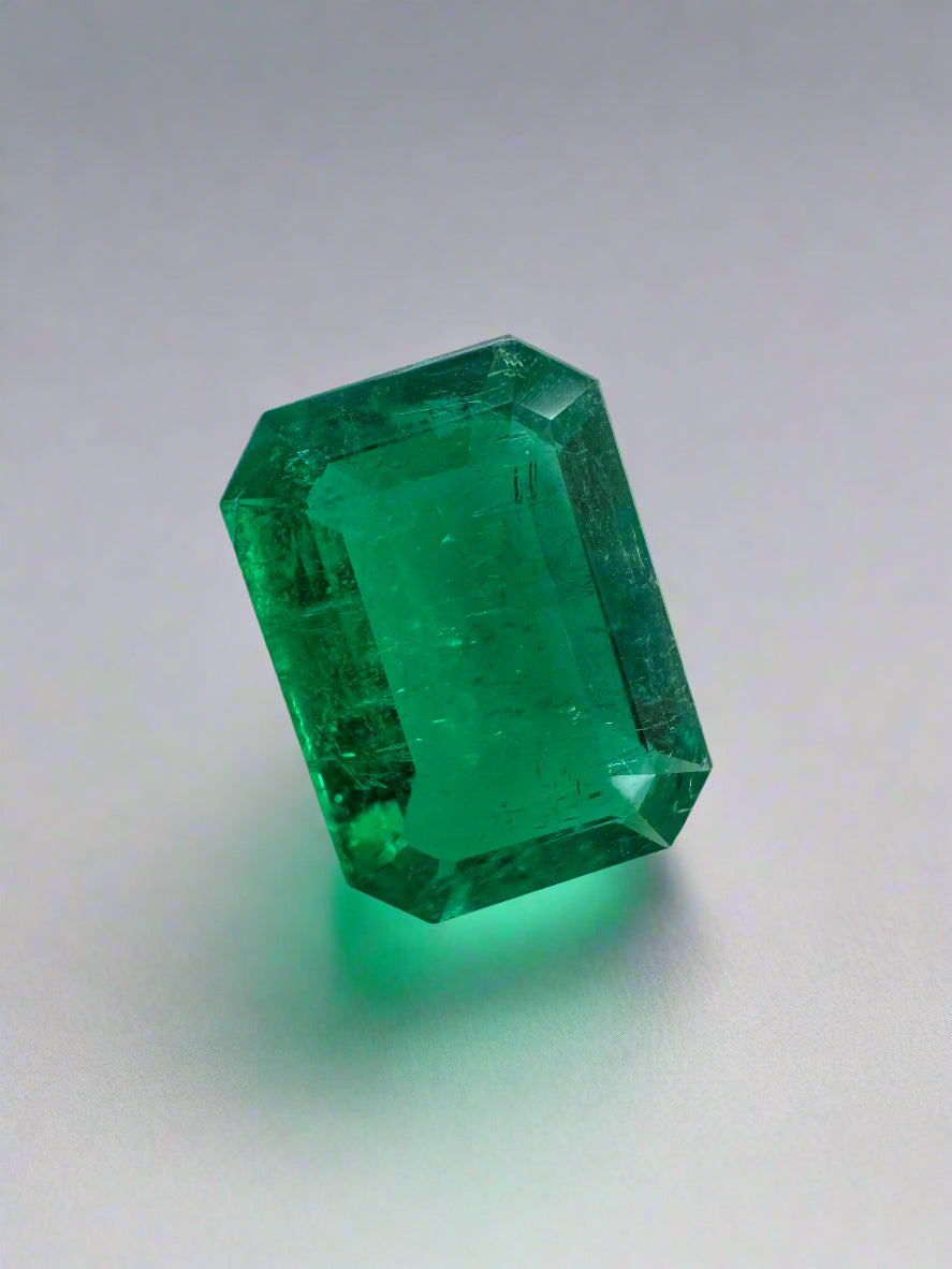 1.57 Carat AAA 9x7 Deep Vivid Green Natural Loose Colombian Emerald- Emerald Cut - JR Colombian Emeralds