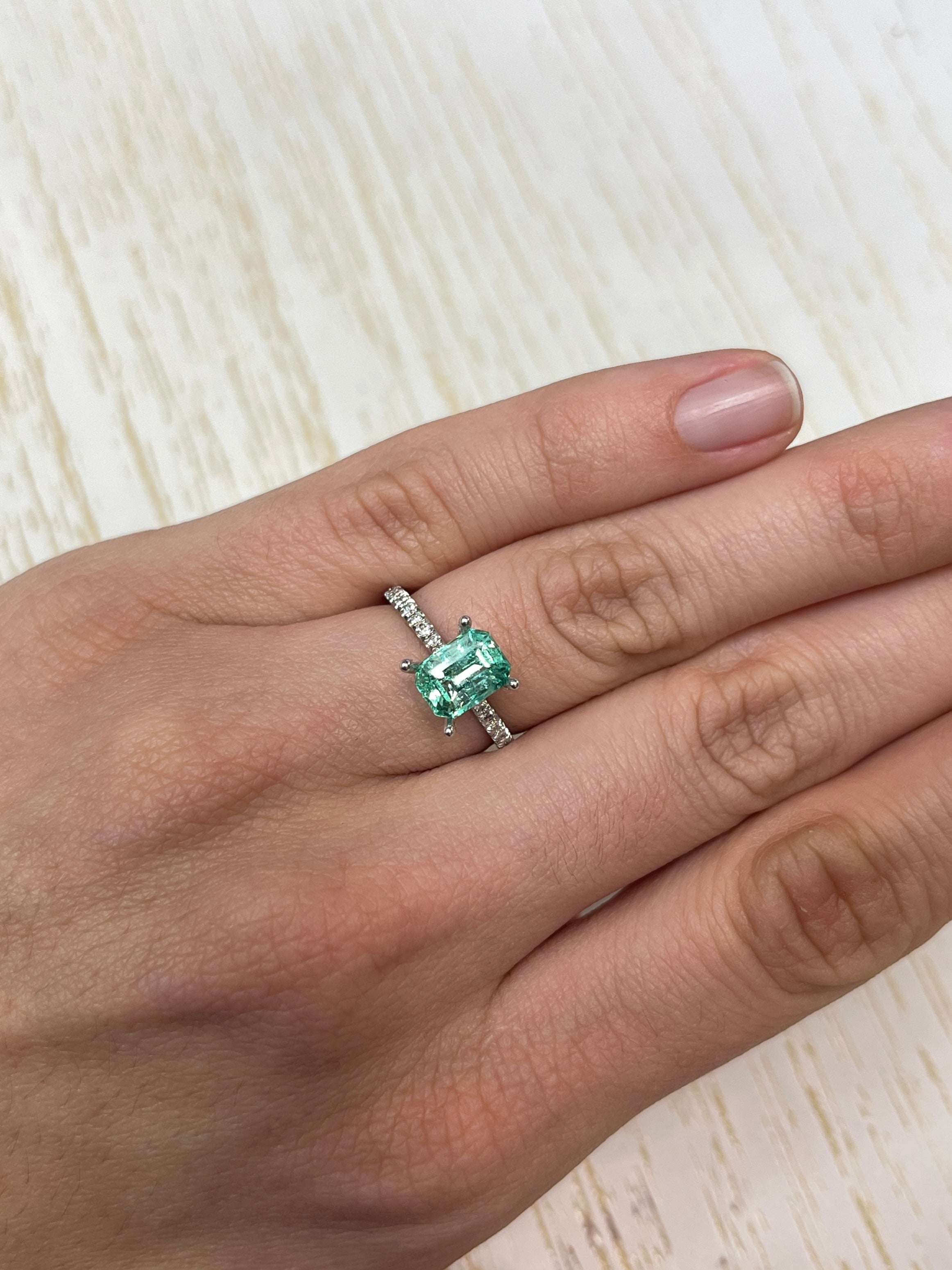1.91 Carat green Colombian emerald loose gemstone in an emerald cut, natural and ideal for jewelry, from JR Colombian Emeralds.