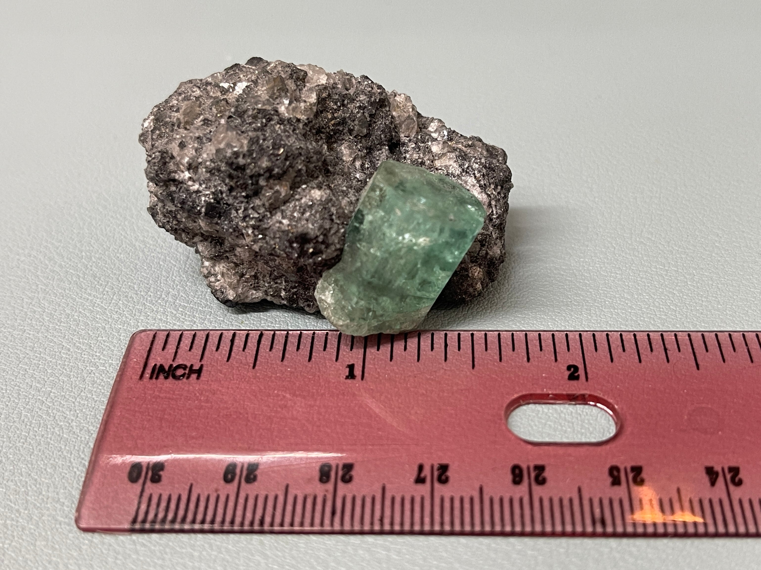 19mm x 14.87mm Single Cut Rough Colombian Emerald In Black Shale Matrix - JR Colombian Emeralds