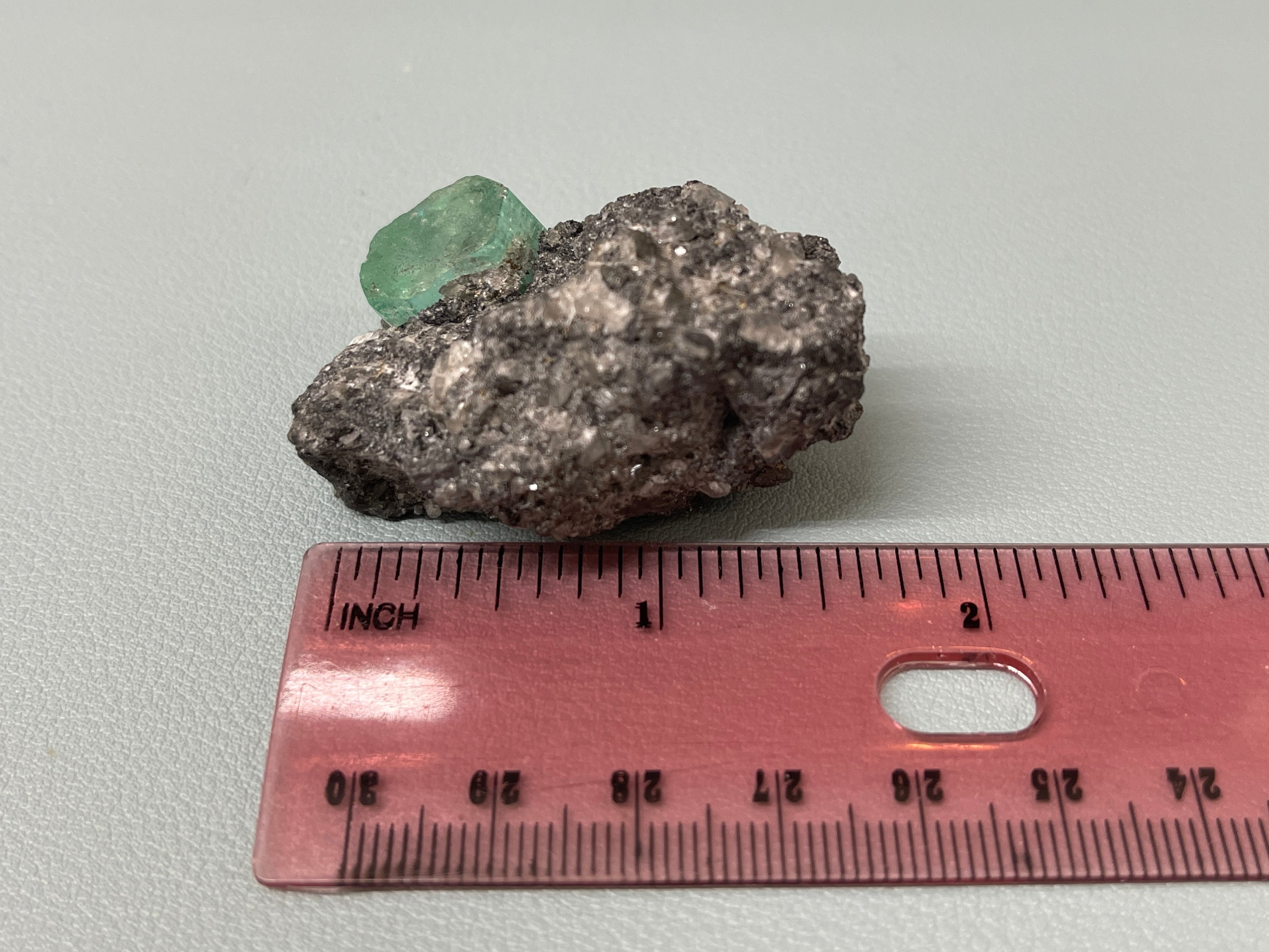 19mm x 14.87mm Single Cut Rough Colombian Emerald In Black Shale Matrix - JR Colombian Emeralds