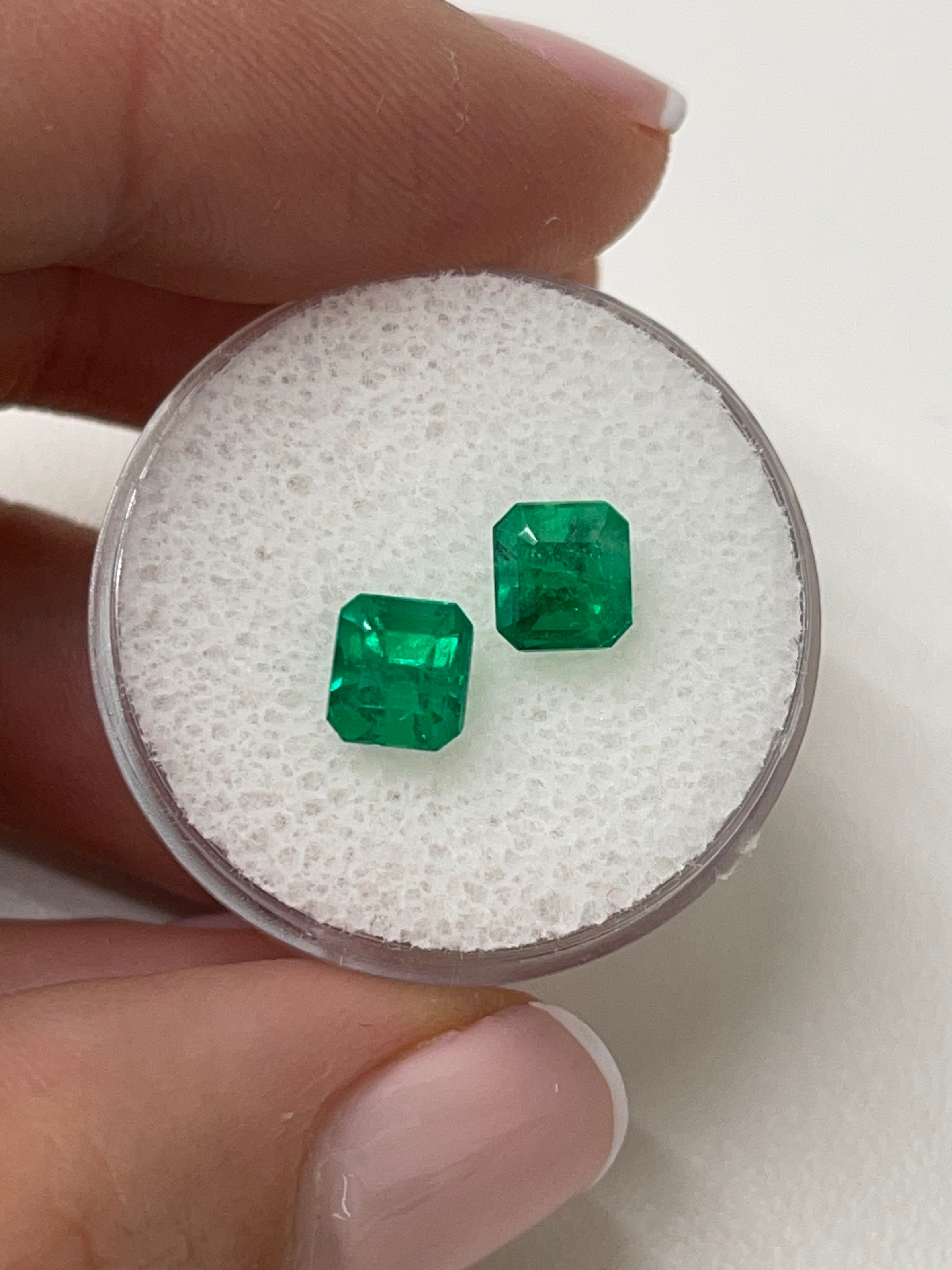 2.02tcw 6x5.4 AAA Matching Muzo Green Loose Colombian Emeralds-Asscher Cut - JR Colombian Emeralds