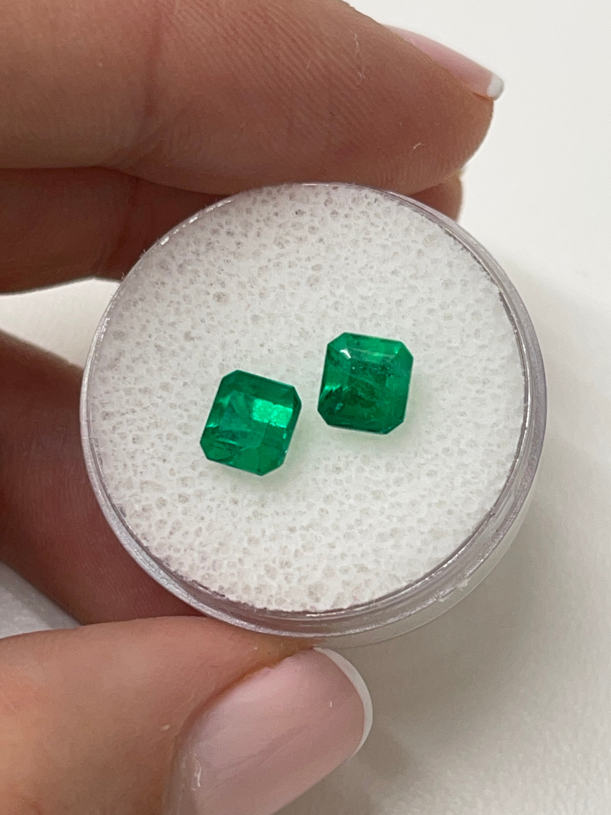 2.02tcw 6x5.4 AAA Matching Muzo Green Loose Colombian Emeralds-Asscher Cut - JR Colombian Emeralds