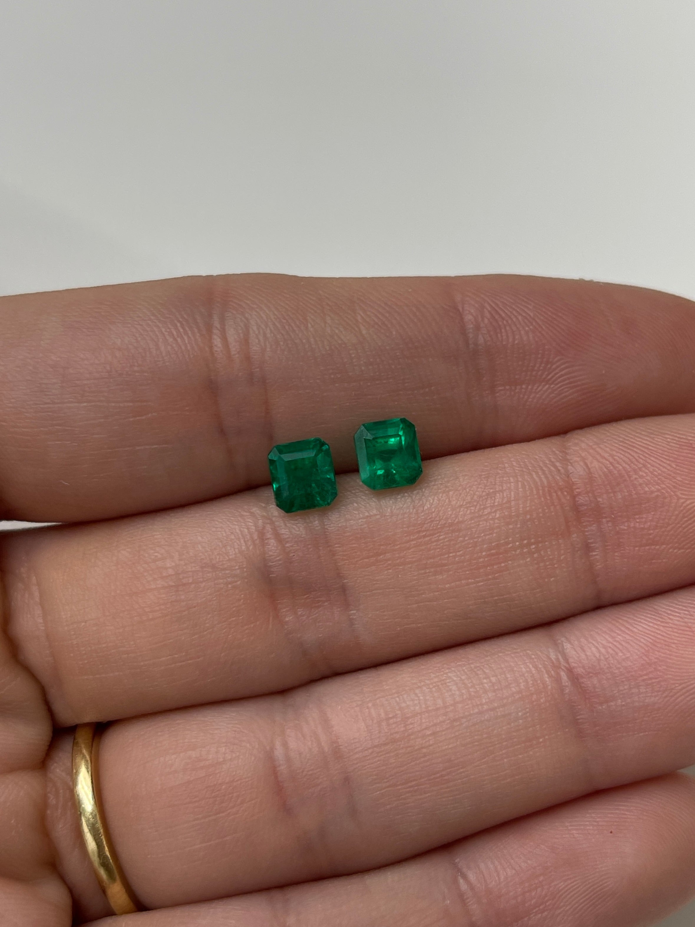 2.02tcw 6x5.4 AAA Matching Muzo Green Loose Colombian Emeralds-Asscher Cut - JR Colombian Emeralds