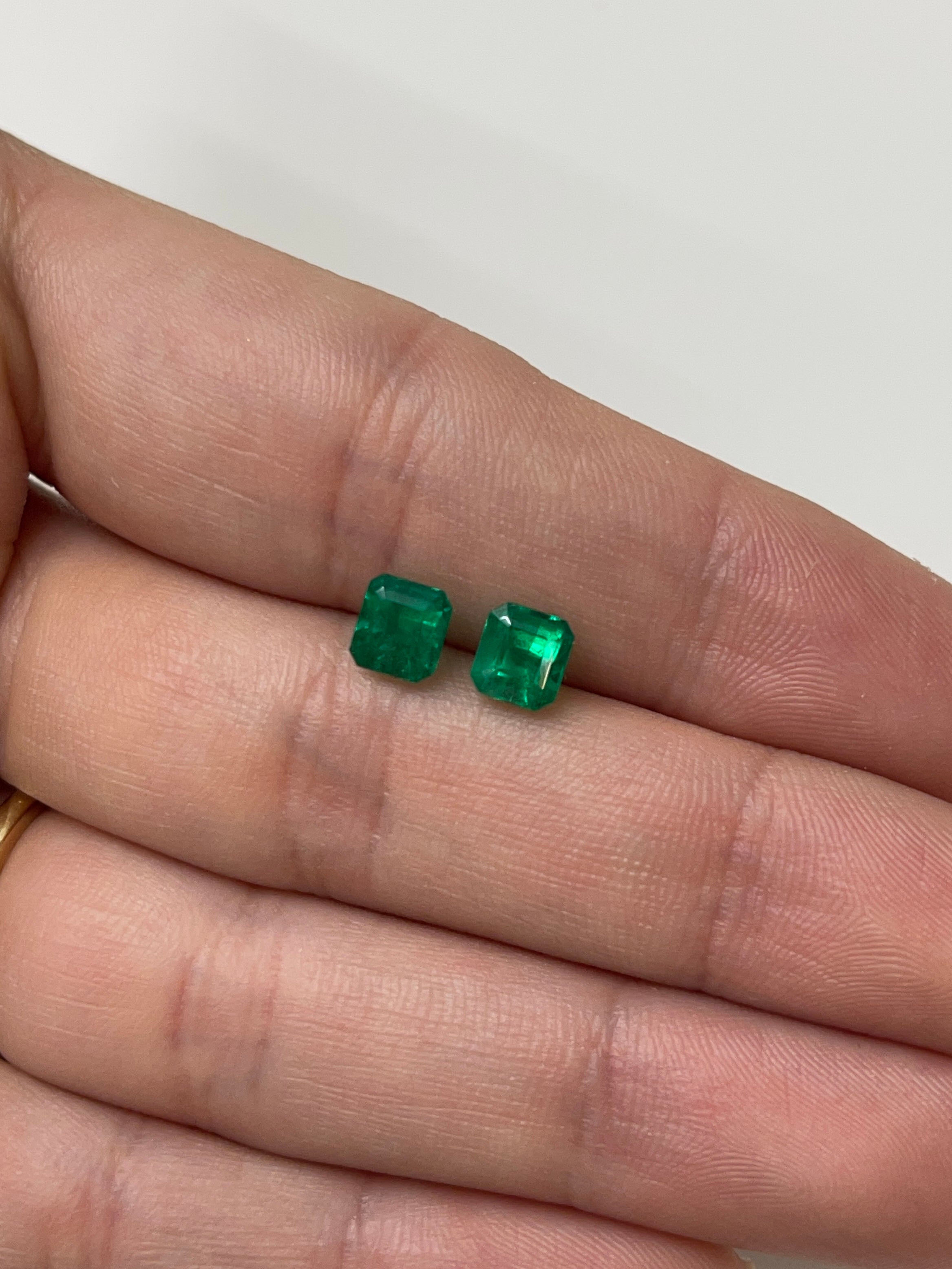 2.02tcw 6x5.4 AAA Matching Muzo Green Loose Colombian Emeralds-Asscher Cut - JR Colombian Emeralds